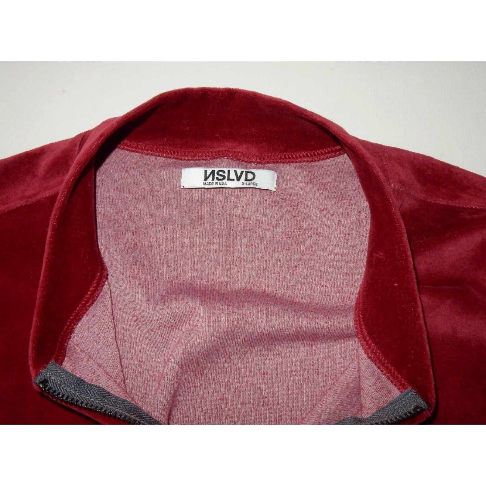 Velvet Men's USA Made Velvet Bomber Jacket Size XL Red NSLVD Polyester Jacket United States XS? Wait. Size US XL / EU 56 / 4 - 5 Thumbnail