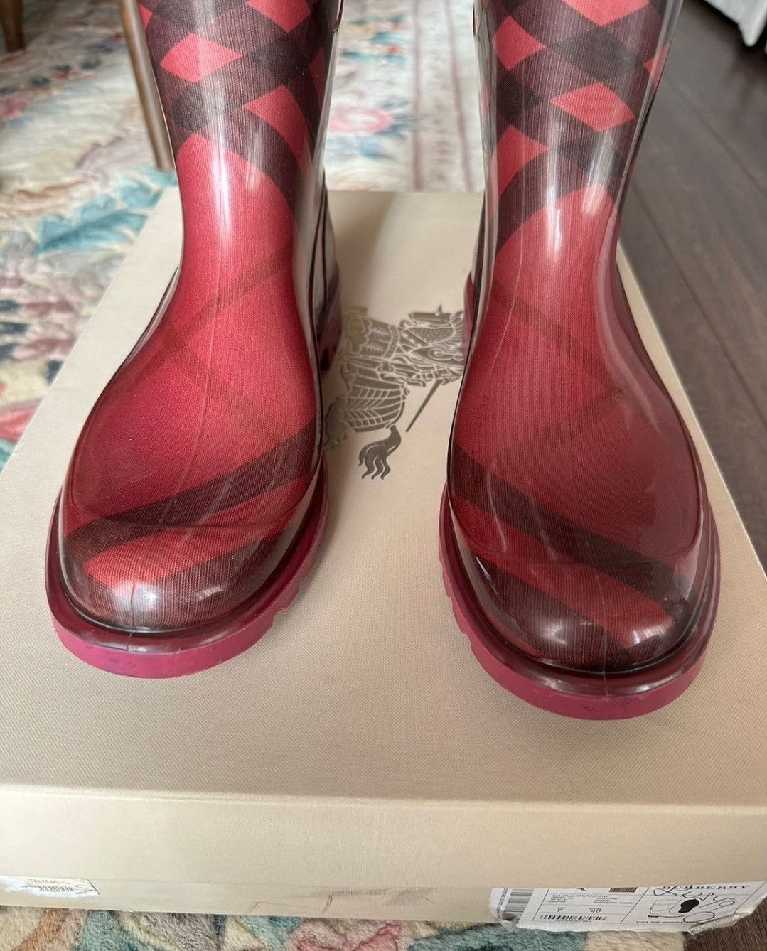 Burberry Burberry Magenta/Black Nova Pop Degrade Rubber Rain Boots Size US 9.5 / IT 39.5 - 3 Thumbnail