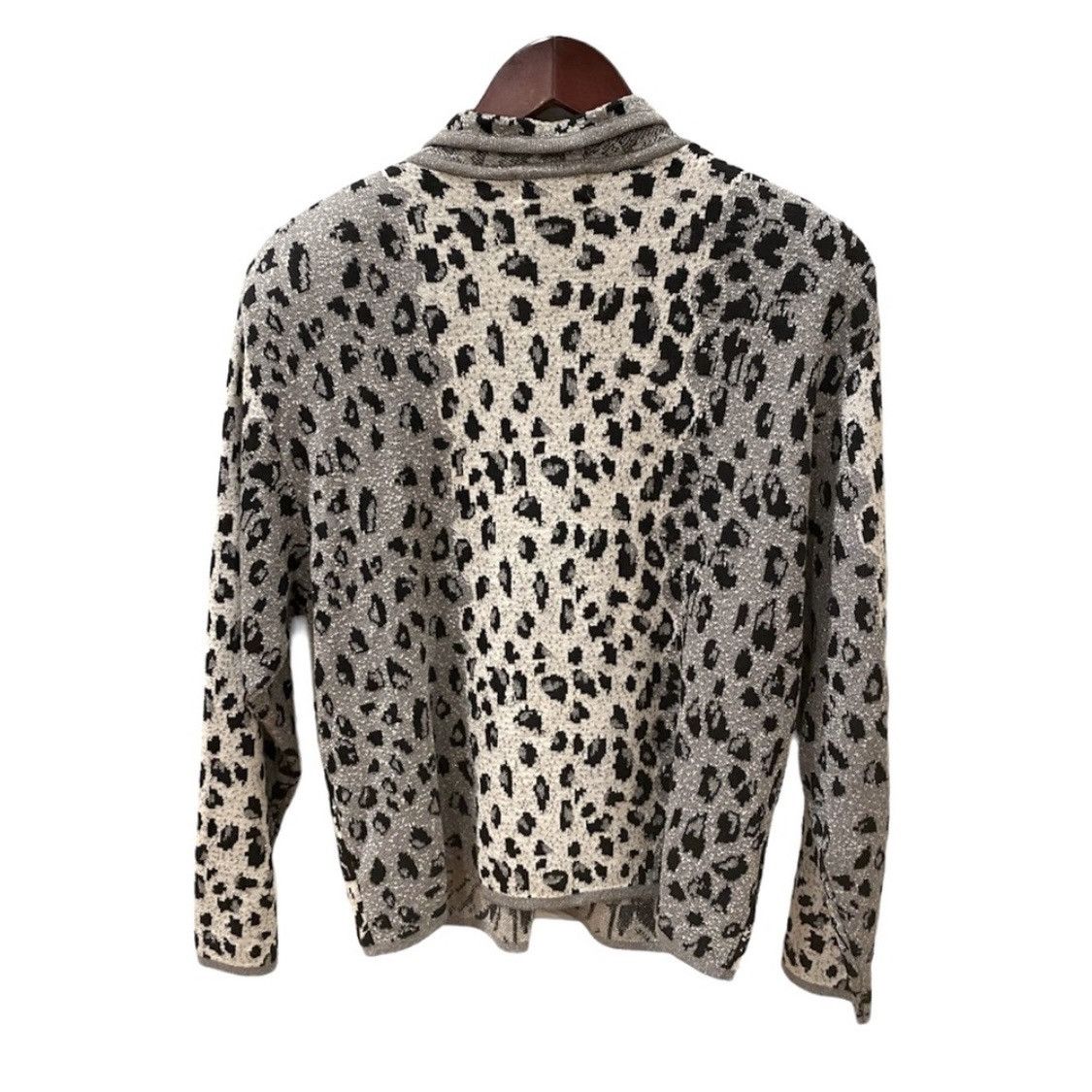 Vintage Vintage 80s Animal Print Zip Cardigan Silver Gray Black L Size L / US 10 / IT 46 - 6 Thumbnail