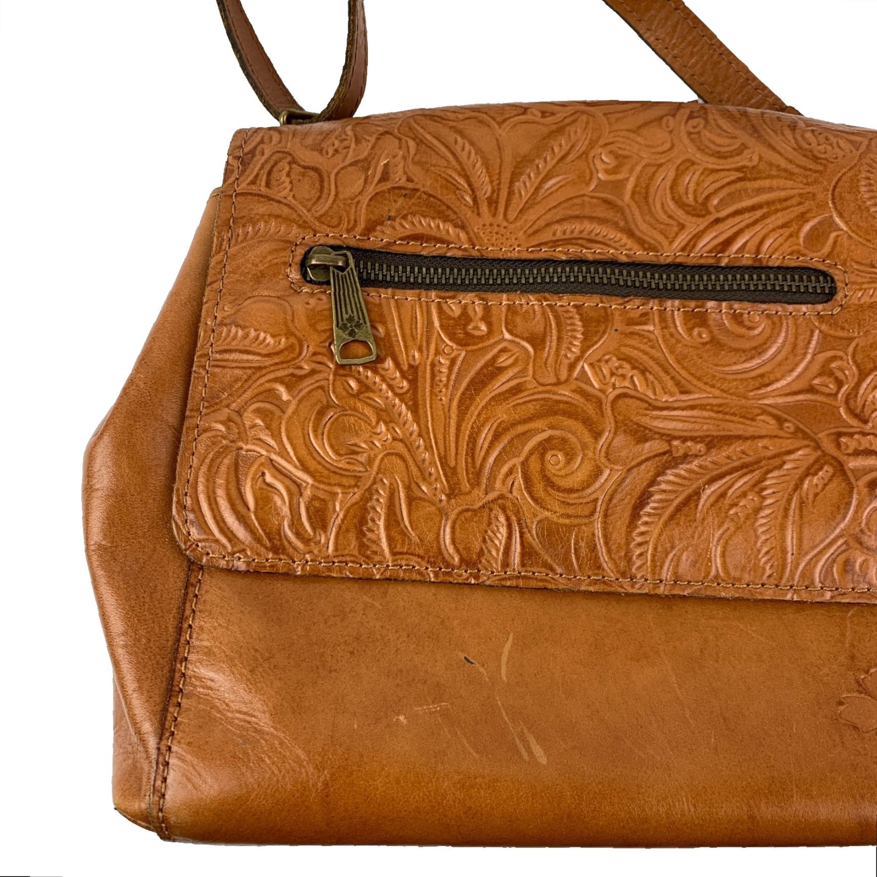 Patricia Nash Patricia Nash Tooled Leather Crossbody Purse Flap Handbag Crossbody Bag Brown 9.75in 9.25in Medium Floral Women Size ONE SIZE - 2 Thumbnail