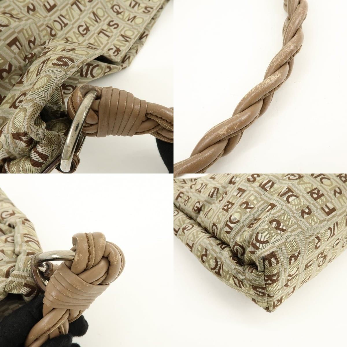 Salvatore Ferragamo Ferragamo Logo Canvas Shoulder Bag Beige Size ONE SIZE - 4 Thumbnail