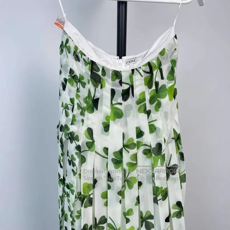 Loewe Loewe Green Chiffon Floral Dress Size 24" / US 00 / IT 34 - 2 Thumbnail