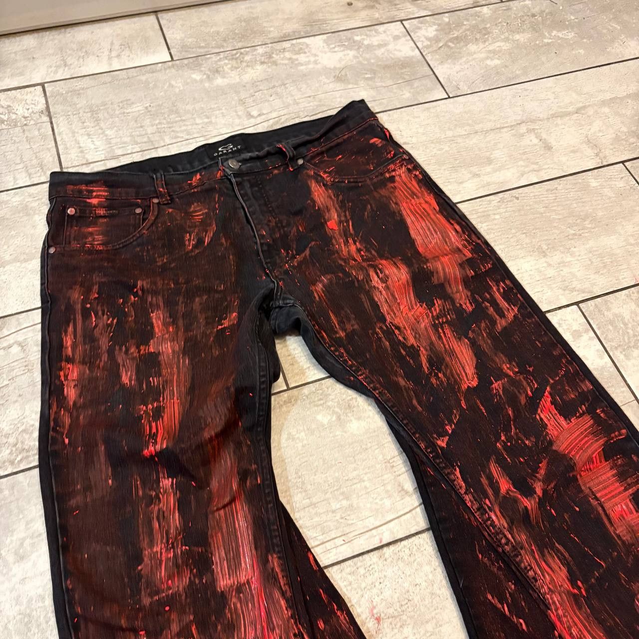Japanese Brand rare handmade painted wide flare streetwear jeans Size US 36 / EU 52 - 3 Thumbnail