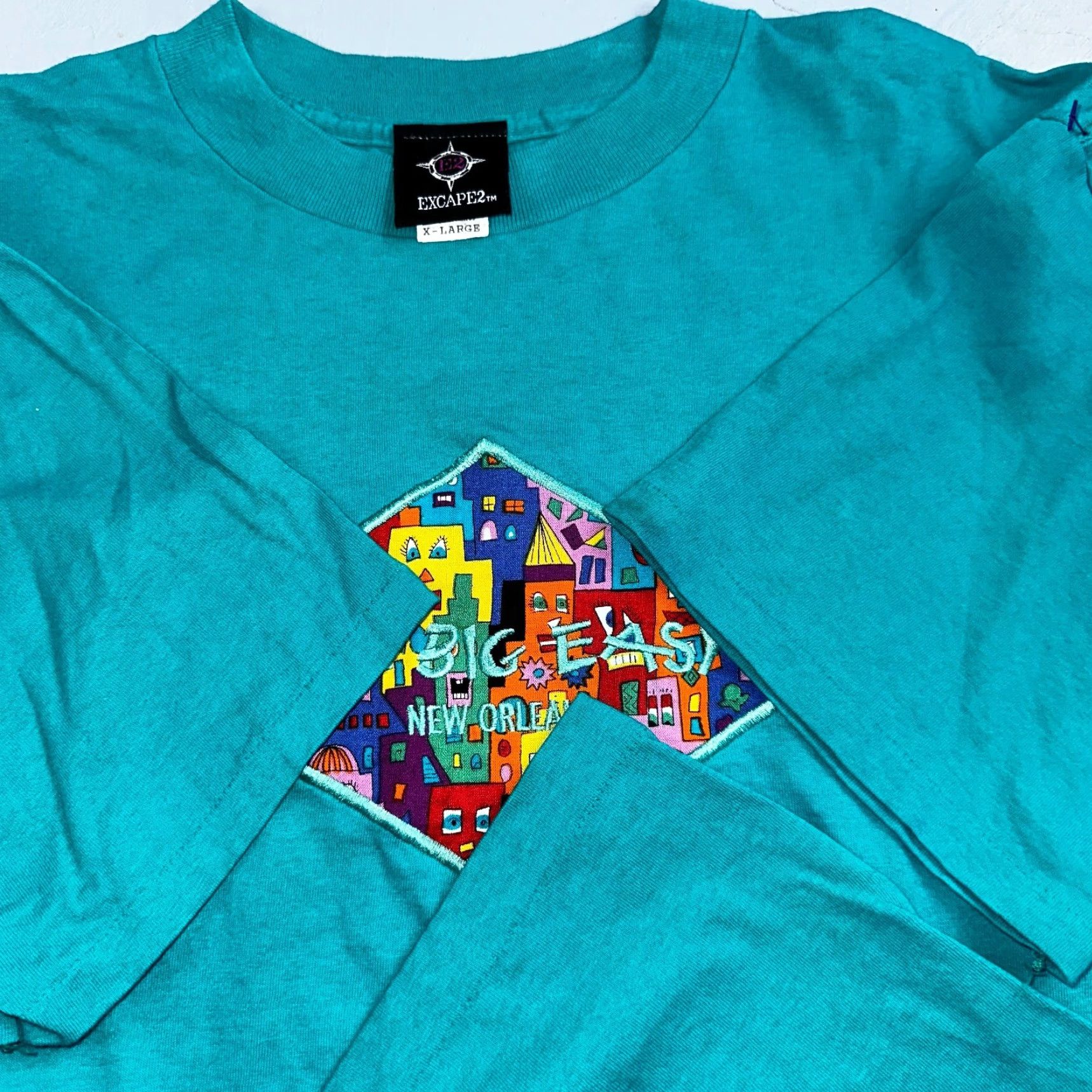 Vintage VINTAGE New Orleans Big Easy Embroidery VTG T Shirt 90s Single Stitch Travel USA Fun XL Green Mens Size US XL / EU 56 / 4 - 6 Thumbnail