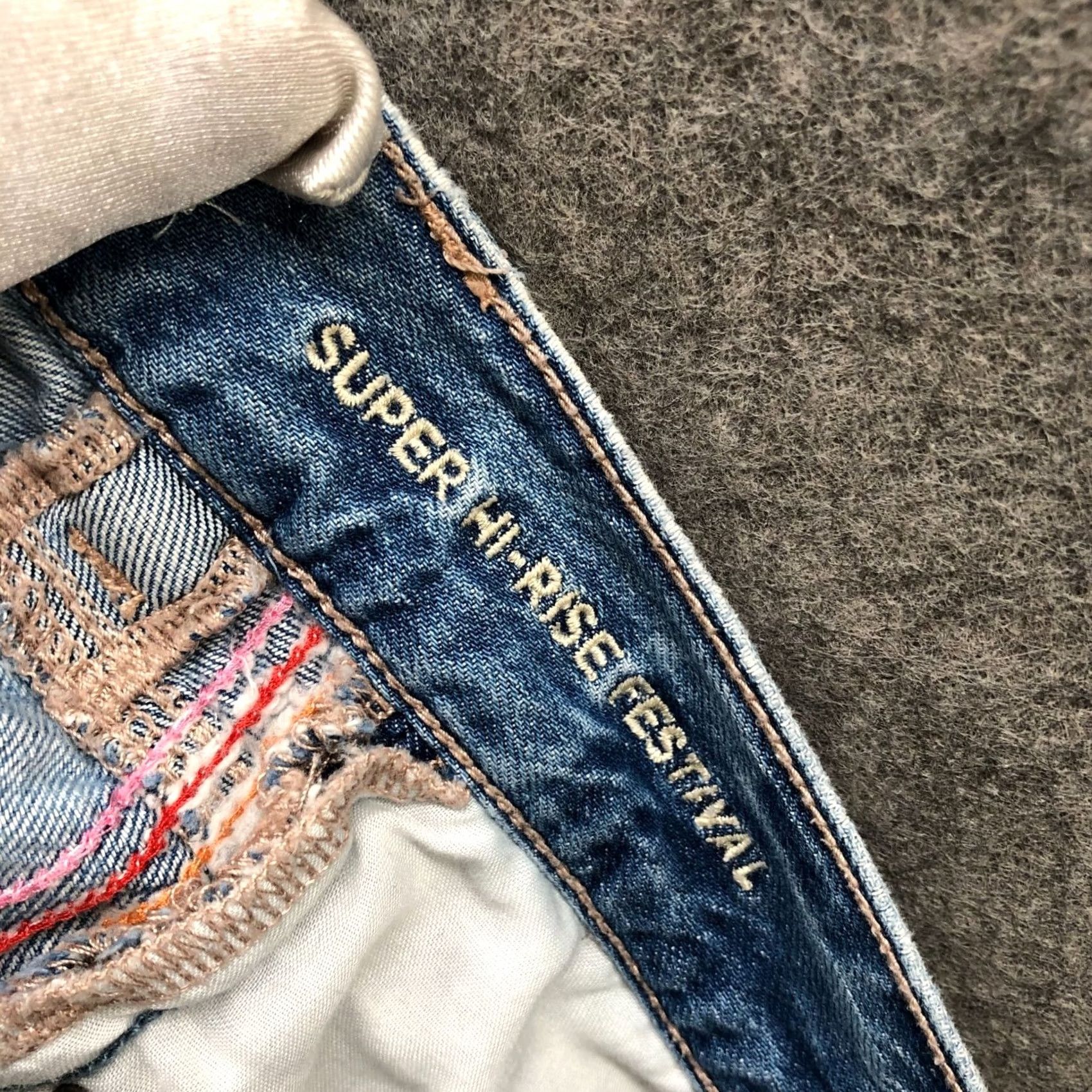 American Eagle Outfitters American Eagle Festival Denim Short 00 Blue Distress Cotton Blend Super Hi-Rise Women Size 24" / US 00 / IT 34 - 4 Thumbnail