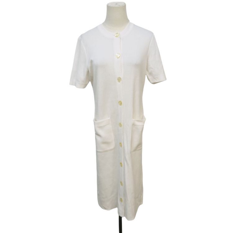 Yves Saint Laurent Yves Saint Laurent White Knit Button Cardigan Size L Size L / US 10 / IT 46 - 1 Thumbnail