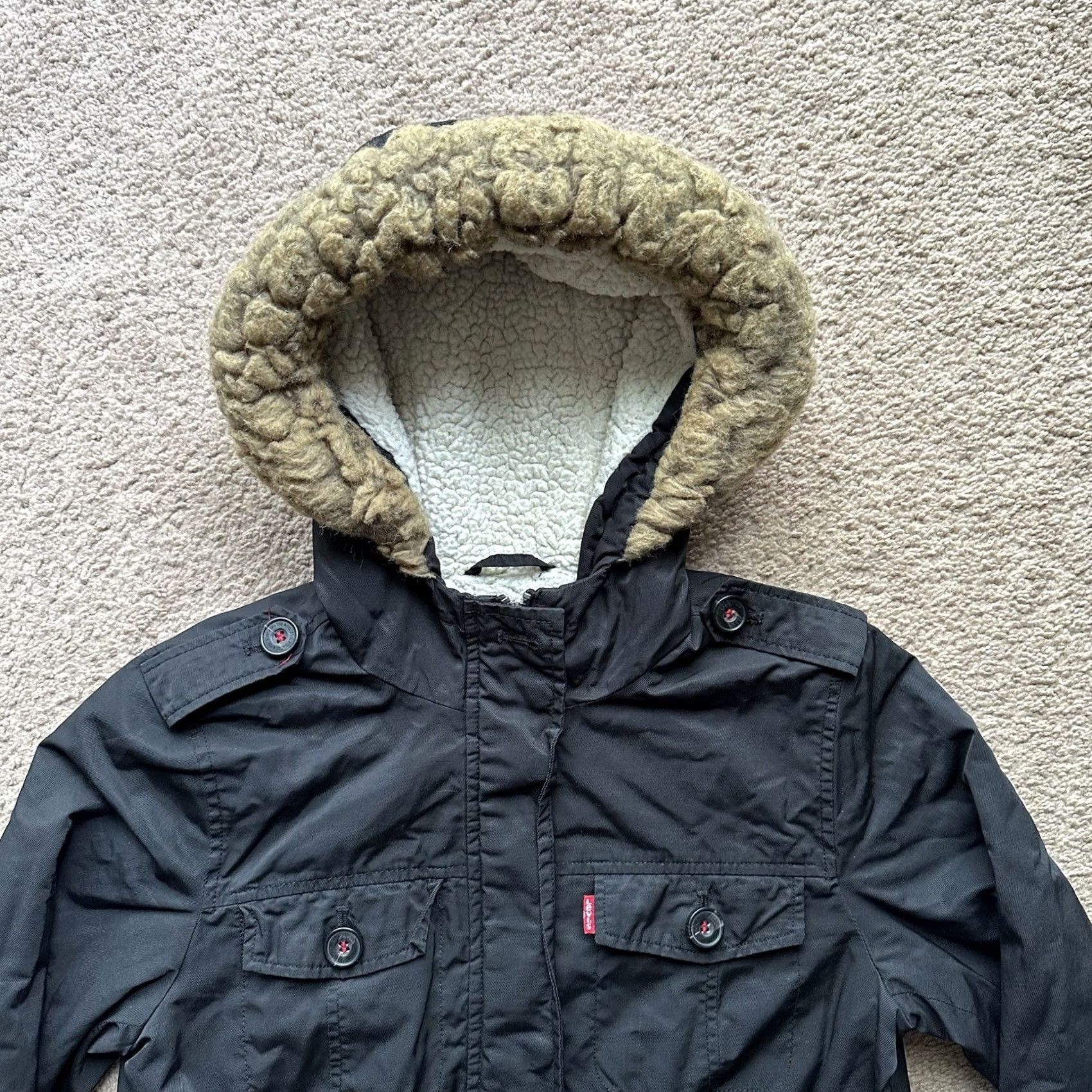 Levi's Levi Jacket Womens Small Full Zip Pockets Black Sherpa Fleece Lined Size S / US 4 / IT 40 - 6 Thumbnail