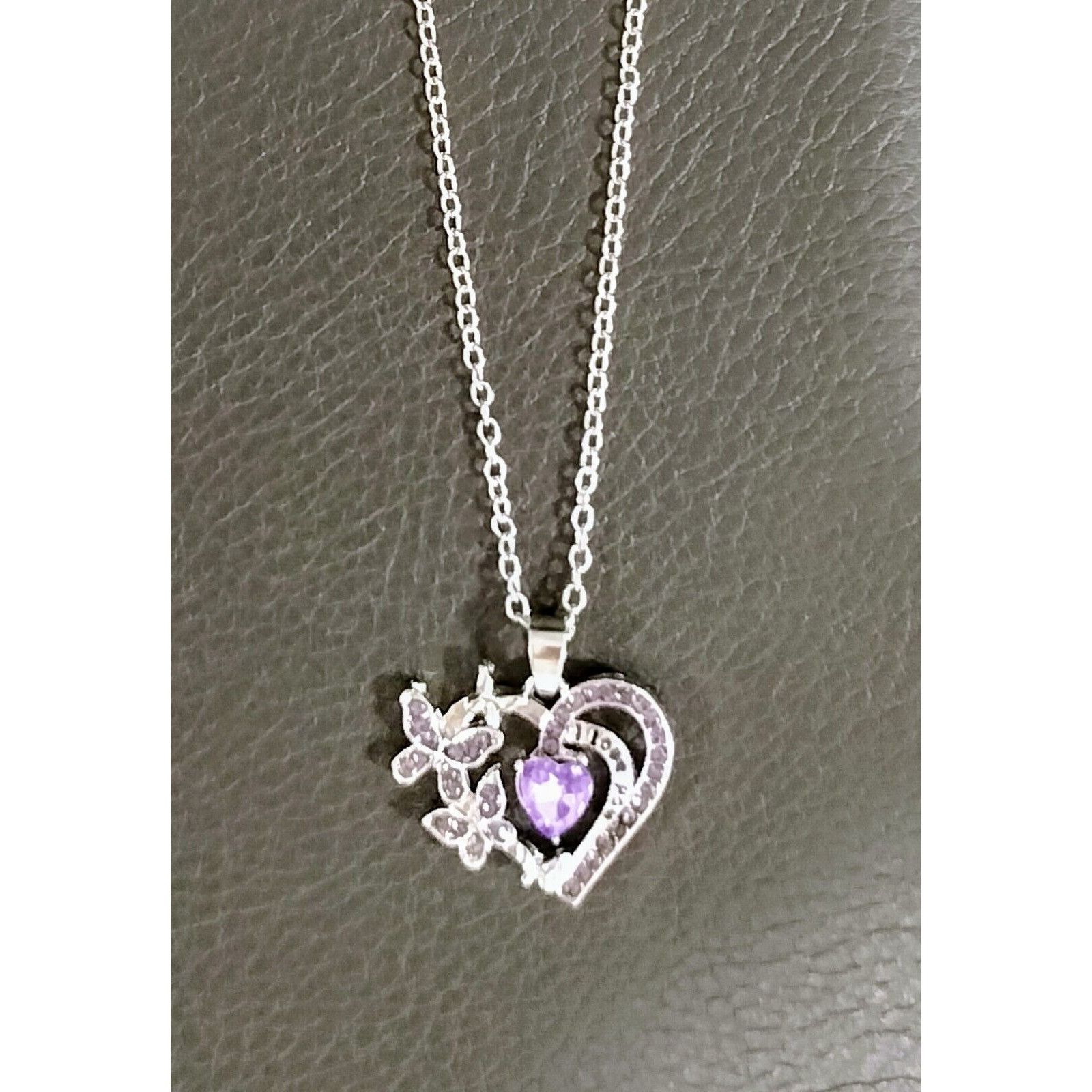 Other Purple Heart Butterfly Necklace I Love You Fashion Jewelry N Size ONE SIZE - 7 Thumbnail