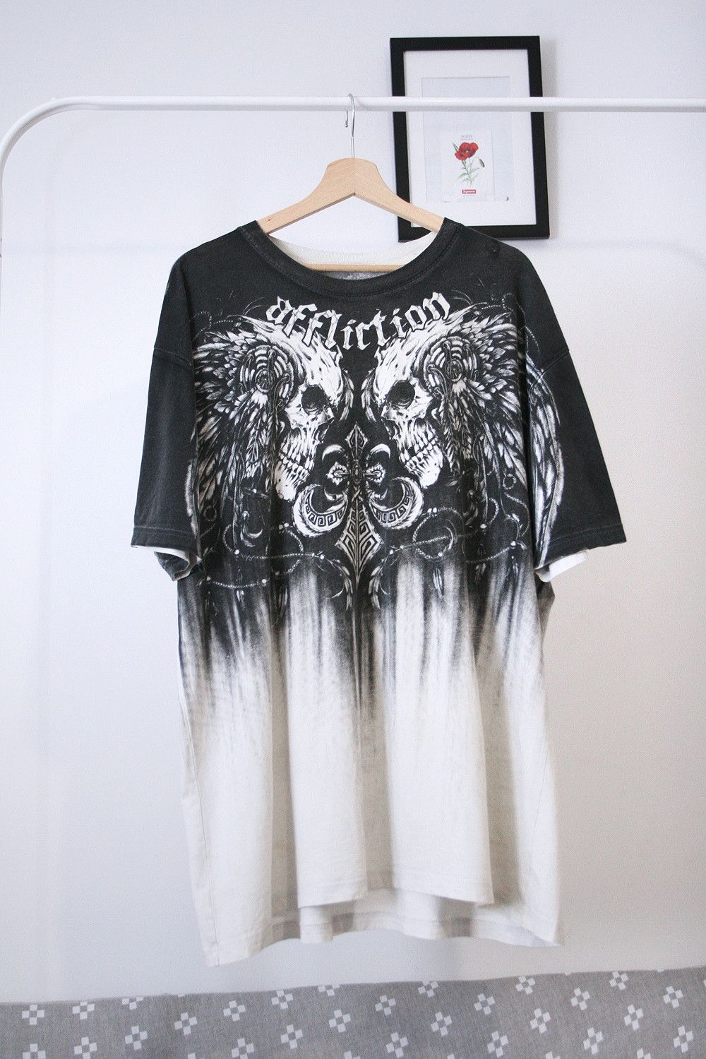Affliction × Vintage Vintage Affliction Skull Cross Print Tee T Shirt Size US XXL / EU 58 / 5 - 1 Thumbnail