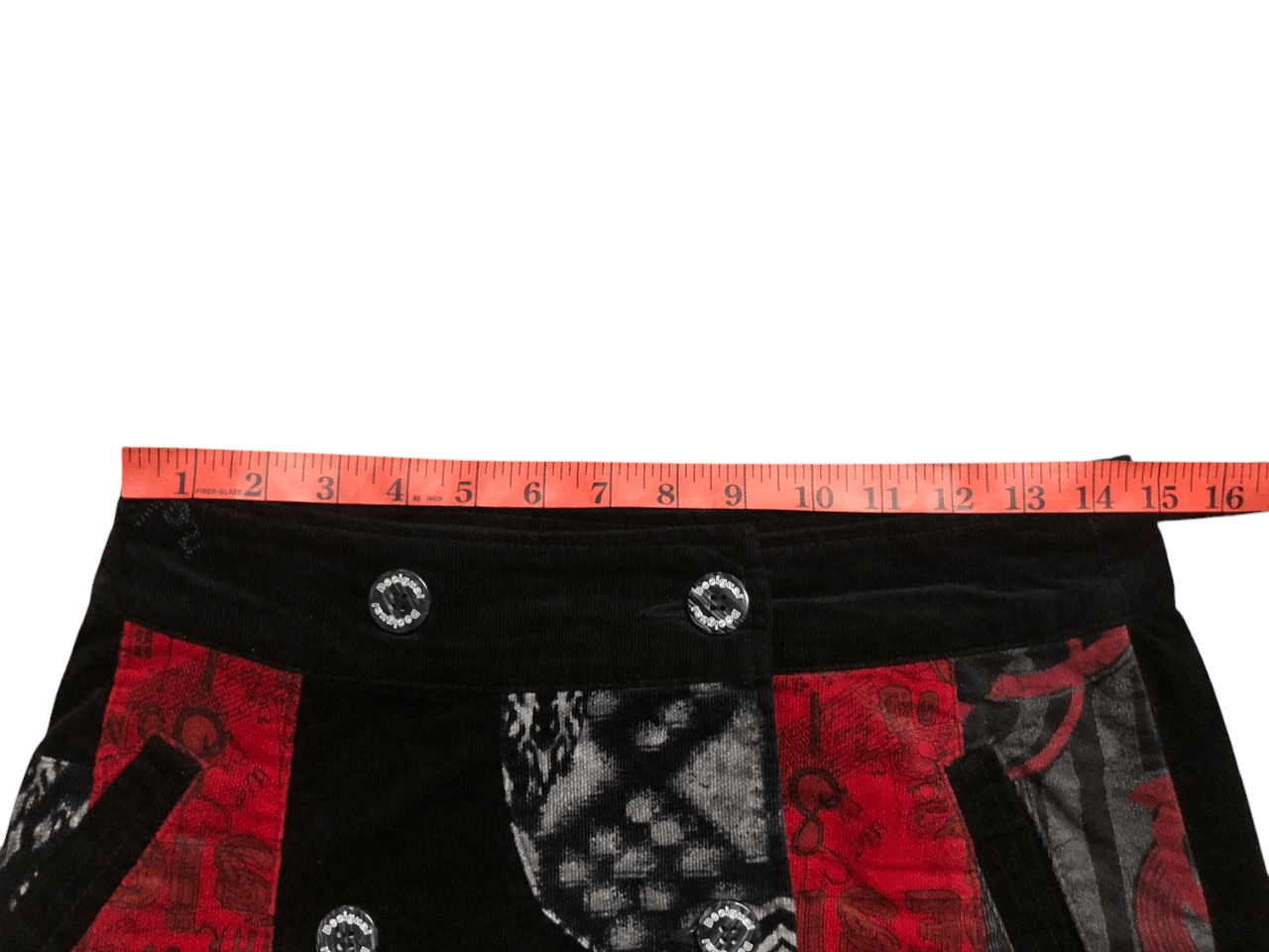 Designer × Japanese Brand Rare💥Desigual Corduroy Double Button Mini Skirt Size 29" - 13 Thumbnail