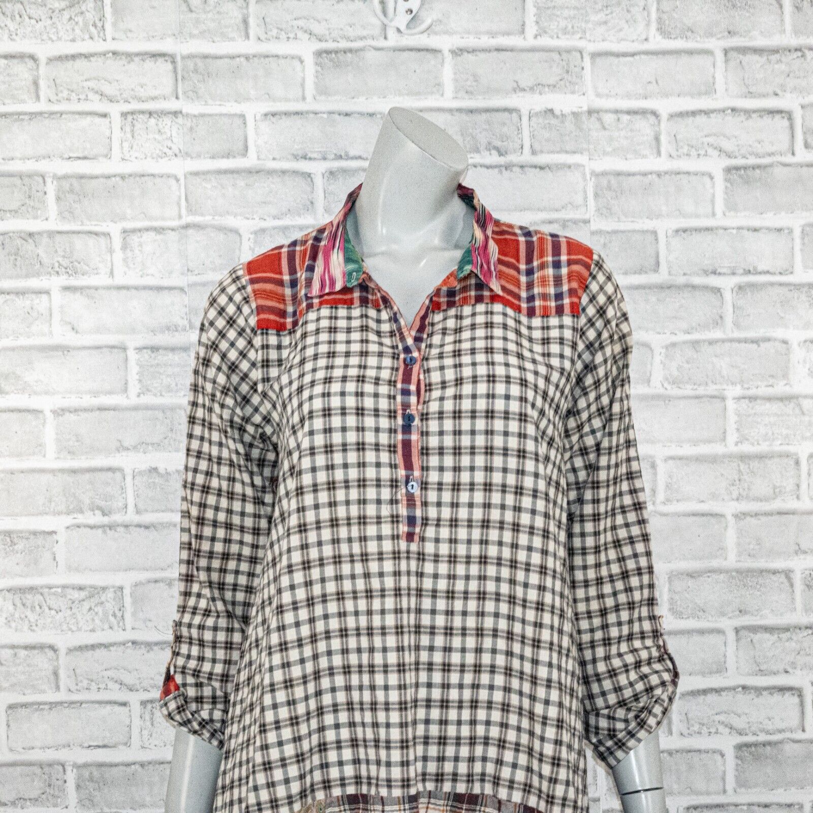 Johnny Was Johnny Was Women's Plaid Patchwork BOHO Tunic Blouse Small Size S / US 4 / IT 40 - 9 Thumbnail