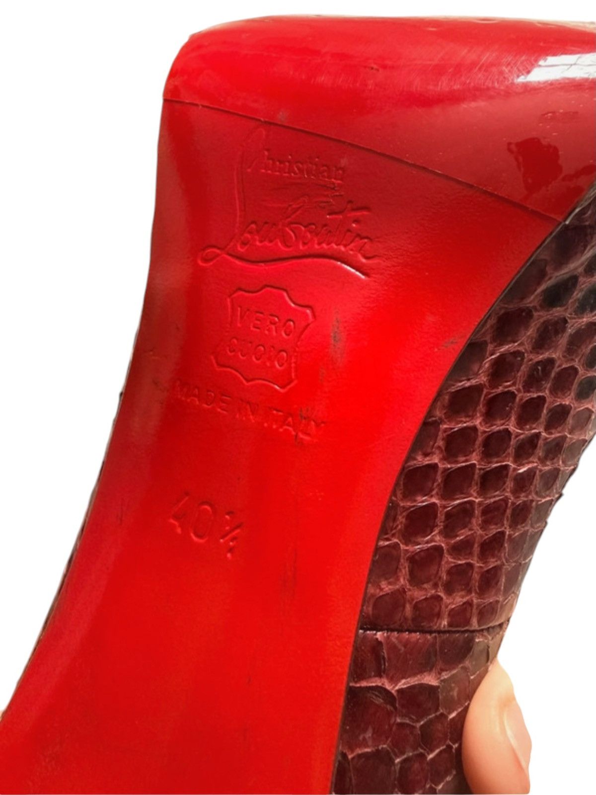 Christian Louboutin Christian Louboutin Burgundy Python Peep Toe Heels EU 40.5 Size US 10.5 / IT 40.5 - 14 Thumbnail
