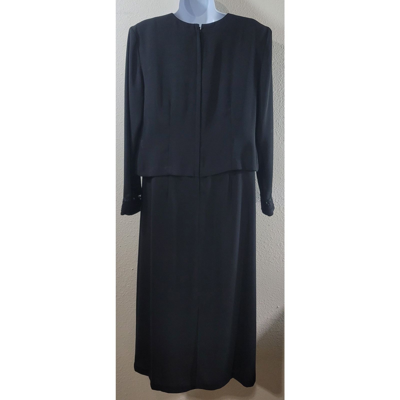 Other VTG Sarah Elizabeth Black Formal Dress 12P Pleat Lace Insert Size XL / US 12-14 / IT 48-50 - 3 Thumbnail