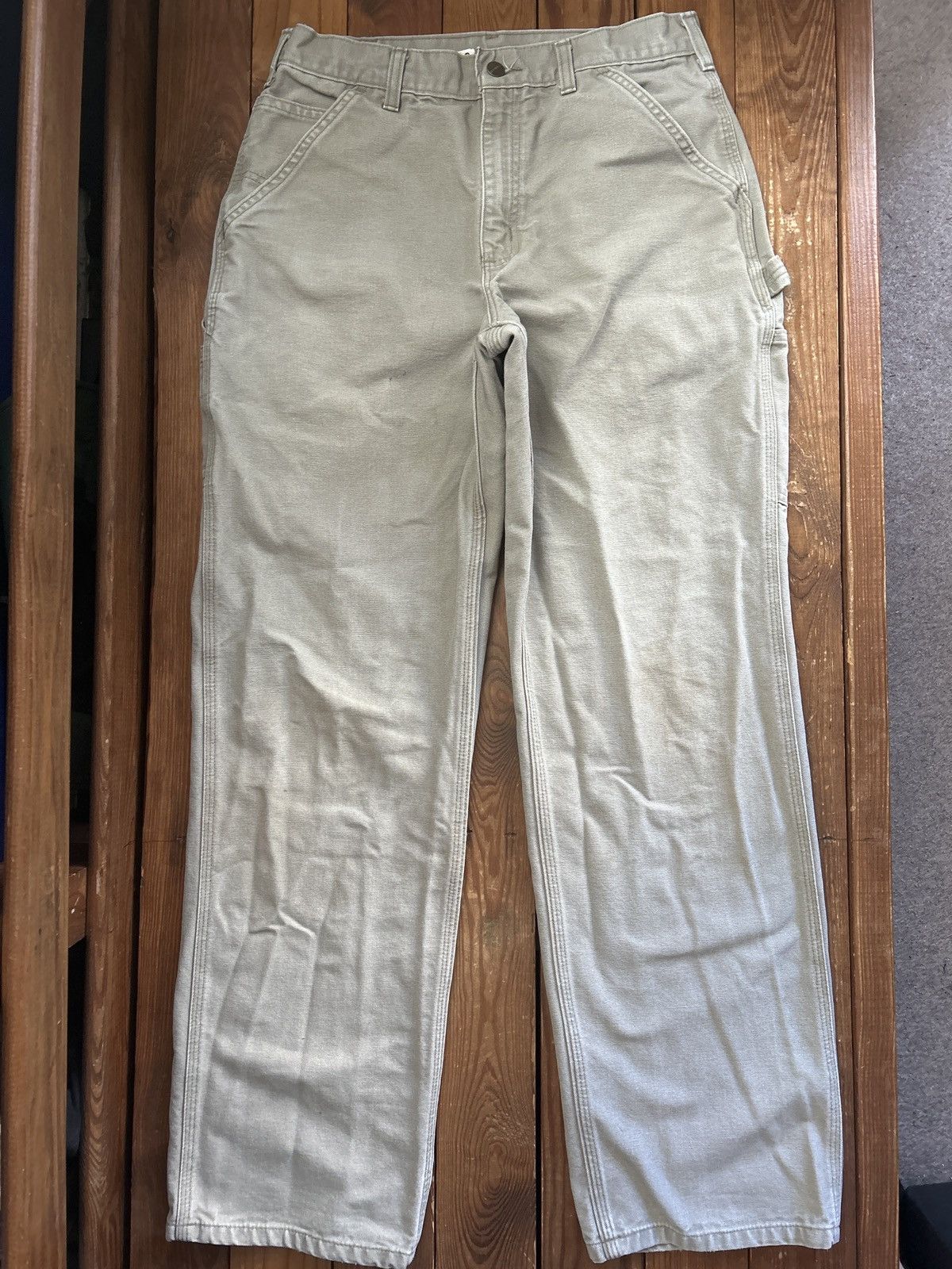 Carhartt × Vintage Vintage 90s Carhartt Grey Canvas Carpenter Work Pants Size US 30 / EU 46 - 2 Thumbnail