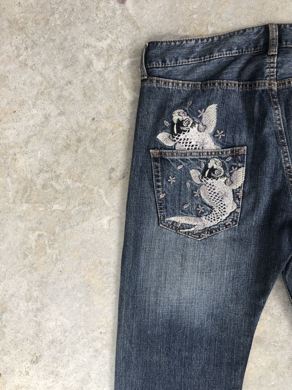 Japanese Brand Japanese Fish Embroidered Jeans Distressed Jeans Size US 32 / EU 48 - 9 Thumbnail