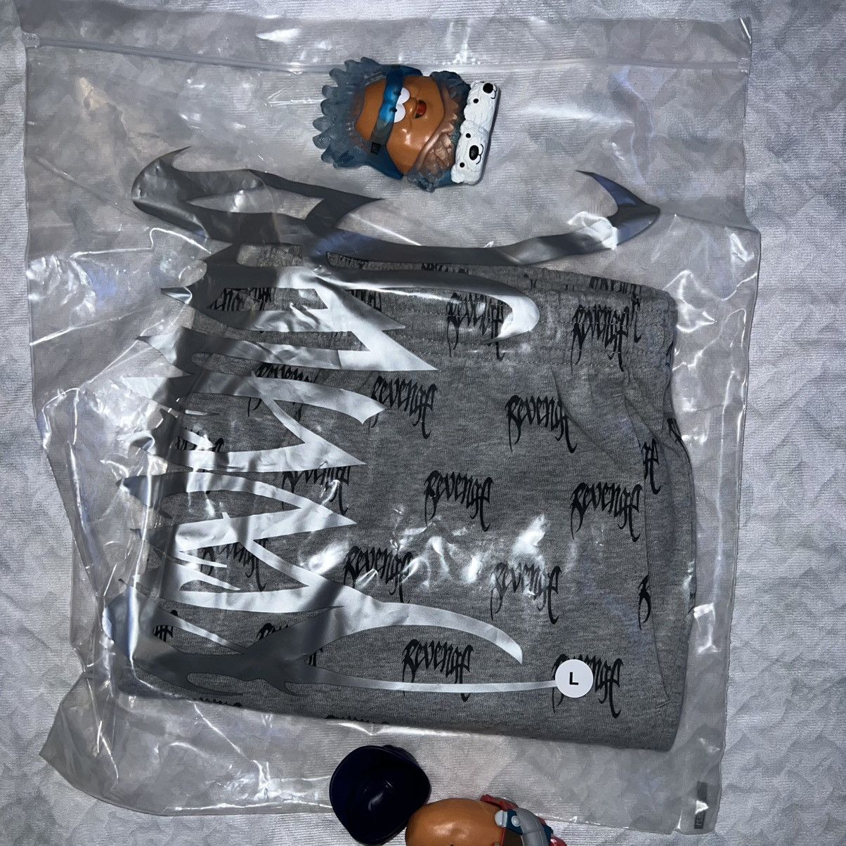 Revenge Revenge Grey/Black Allover Logo Shorts Size US 34 / EU 50 - 8 Thumbnail