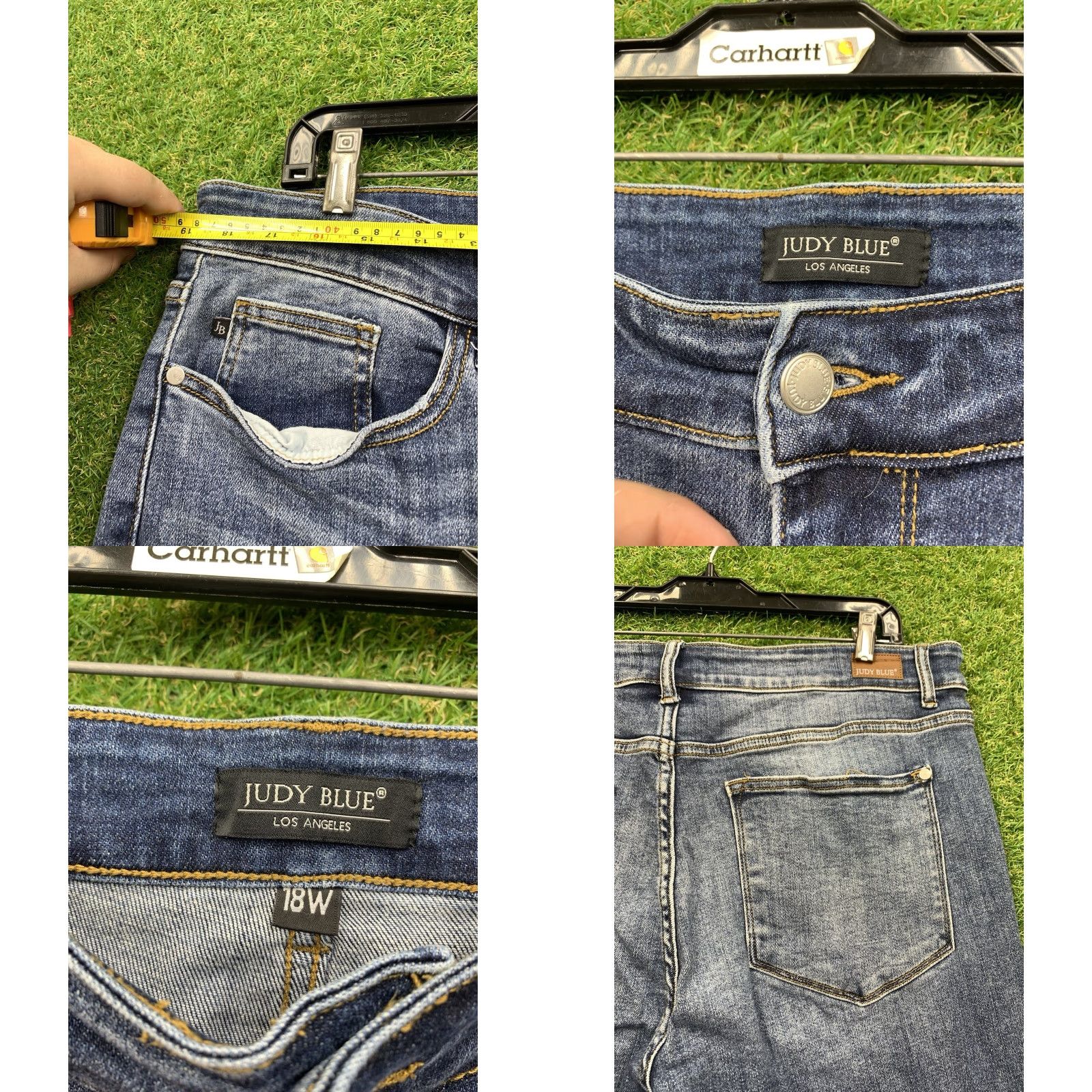 Vintage Judy Blue Jeans Womens 18W Slim Fit Blue Denim 37x30 Medium Wash 5-Pocket Stretch Tapered Regular Rise High Waist Jeans Womens Size 40" / US 18 - 8 Thumbnail