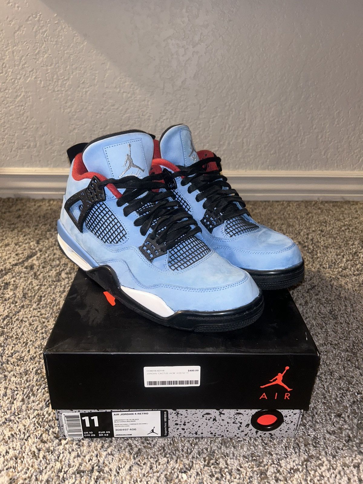 image of Nike Travis Scott Jordan 4 Shoes in Blue, Men's (Size 11)