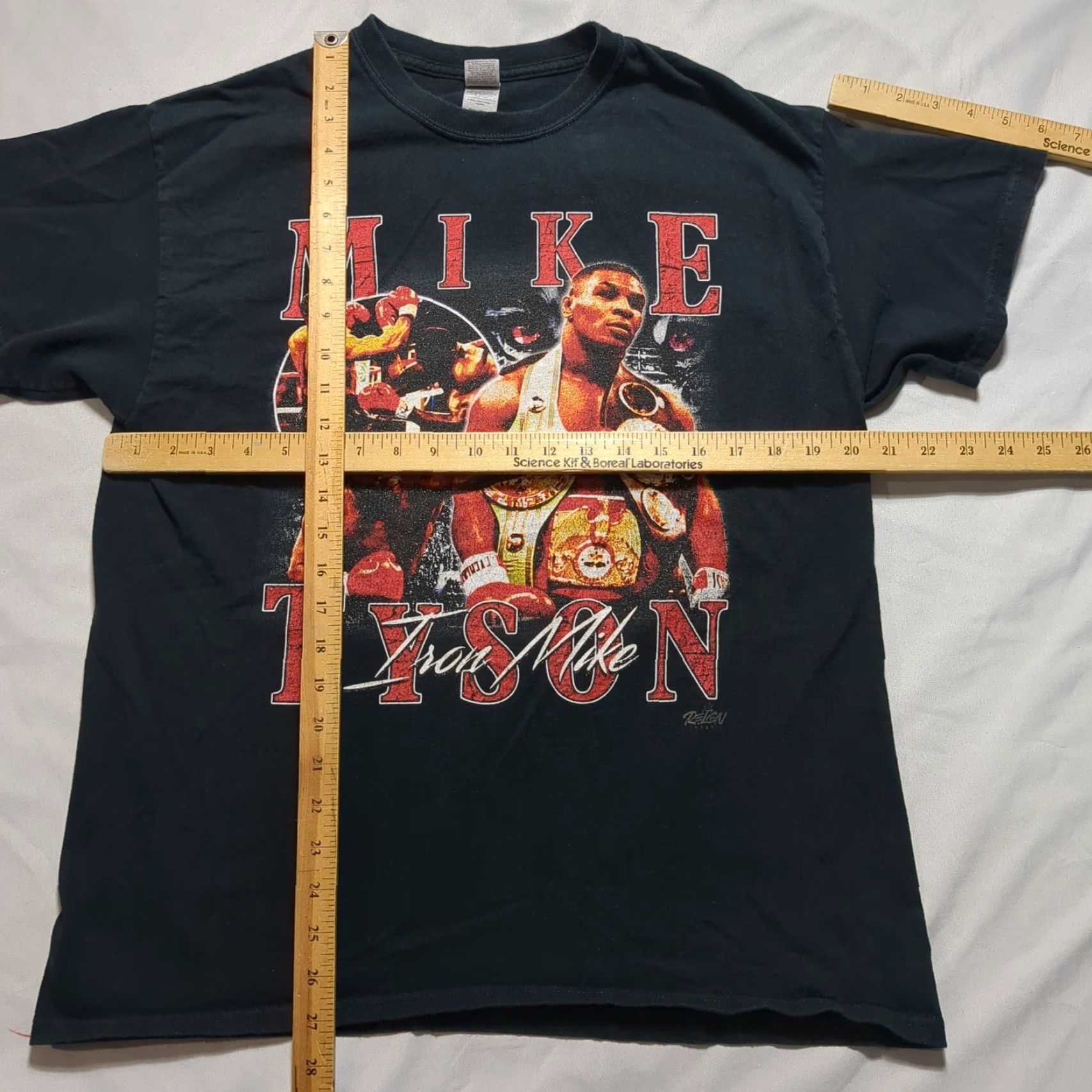 Gildan VTG 90s Mike Tyson Iron Mike T-Shirt - Men L Black Graphic Print Mens Short Sleeve Crew Neck Cotton Vintage Wellworn Reign Gildan Ultra Cotton Size US L / EU 52-54 / 3 - 6 Thumbnail