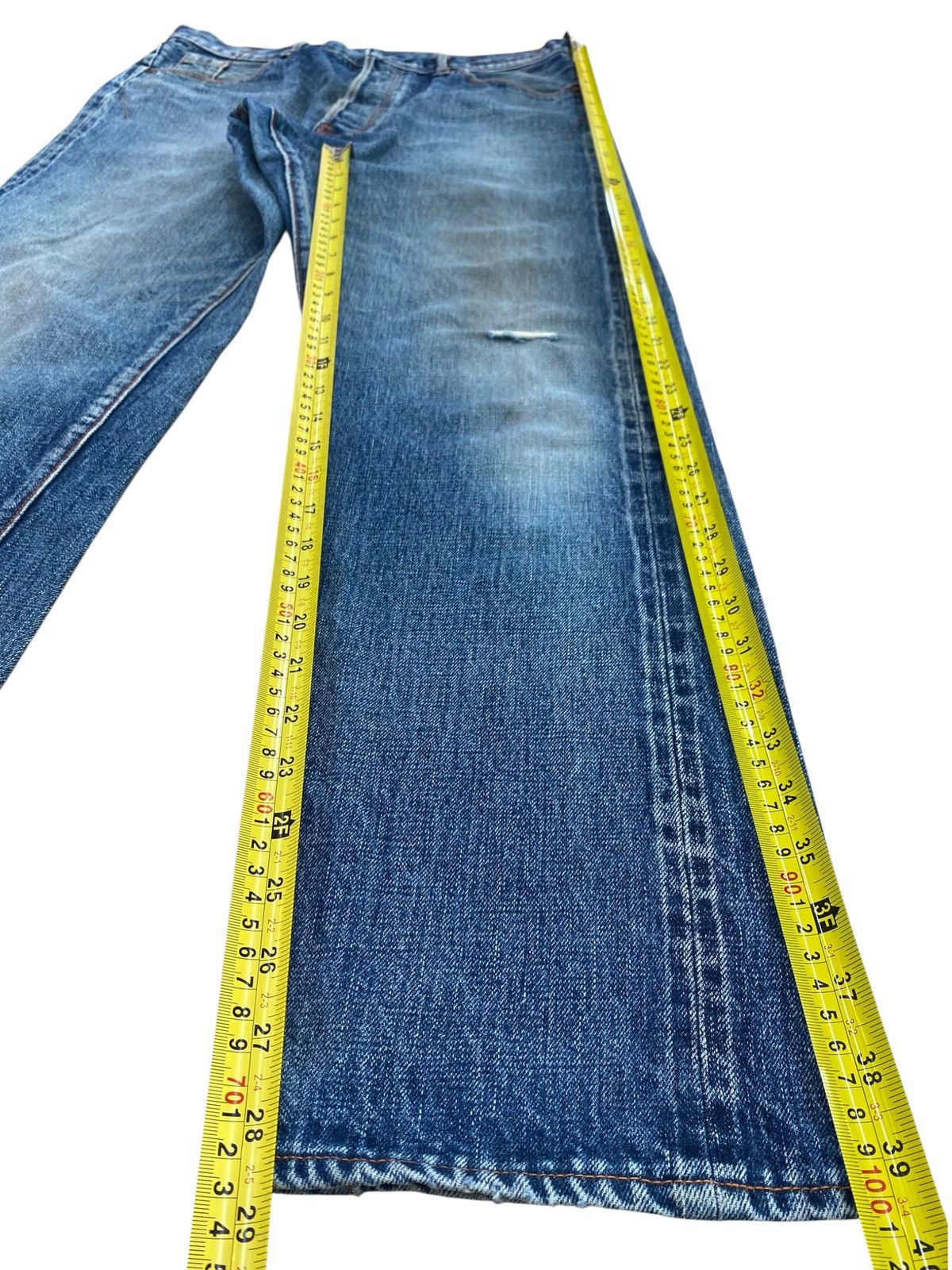 Japanese Brand Japanese Brand Acid Blue Wash Ripped Style Loose Jeans Size US 31 - 12 Thumbnail