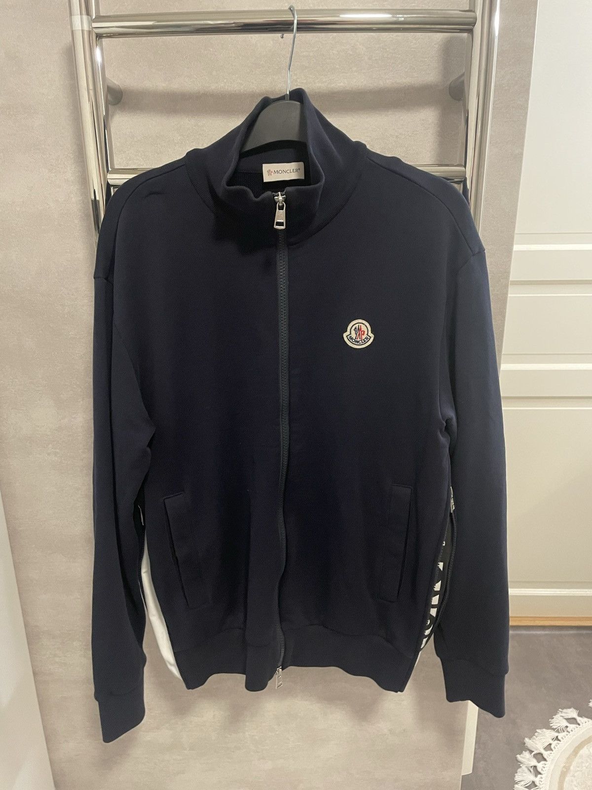 image of Moncler Zip Sweatshirt in Navy, Men's (Size Small)