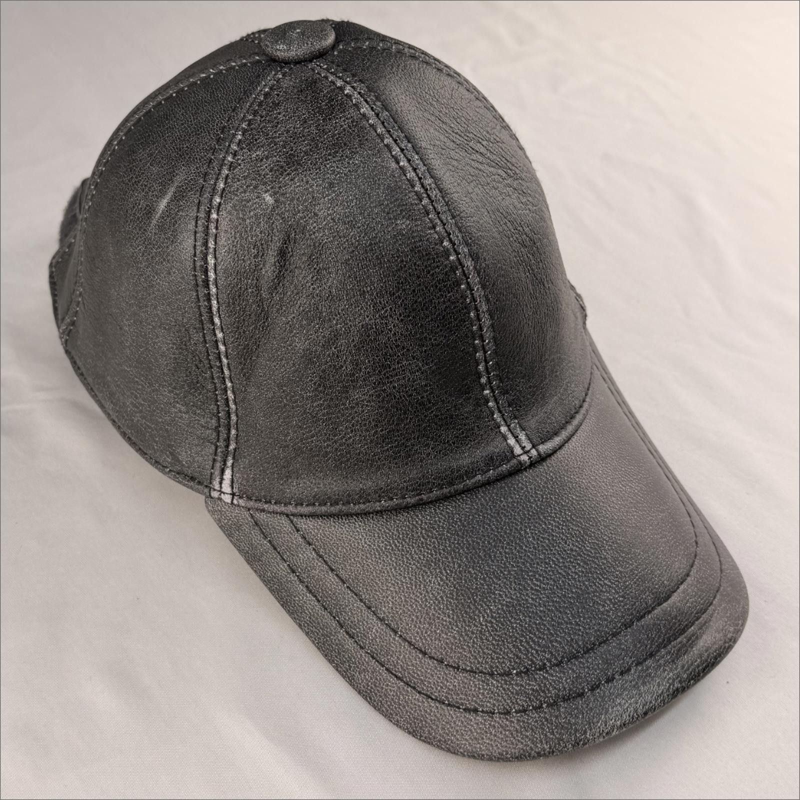 Other NEW Black Leather Baseball Cap - Premium Hat 078 Size ONE SIZE - 4 Thumbnail