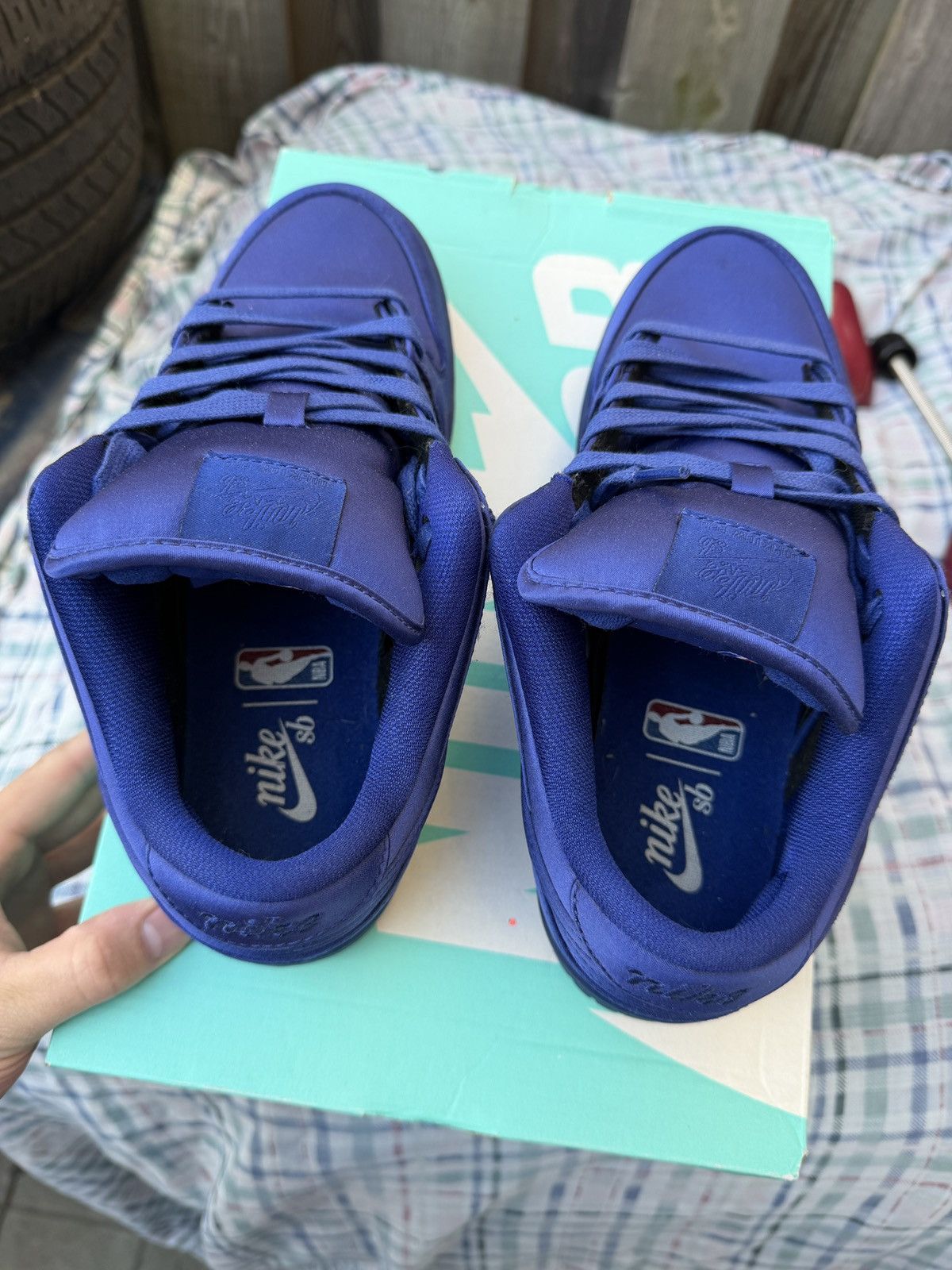 Nike Nike Dunk SB Low NBA Deep Royal Blue Satin Size US 8 / EU 41 - 4 Thumbnail