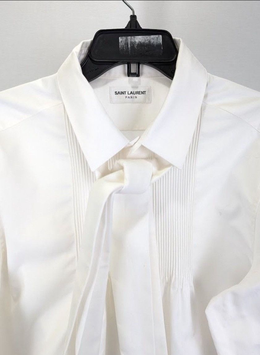Saint Laurent Paris o1bcso1str0625 Lavalliere Neck Blouse In Cotton in White Size US XL / EU 56 / 4 - 7 Thumbnail