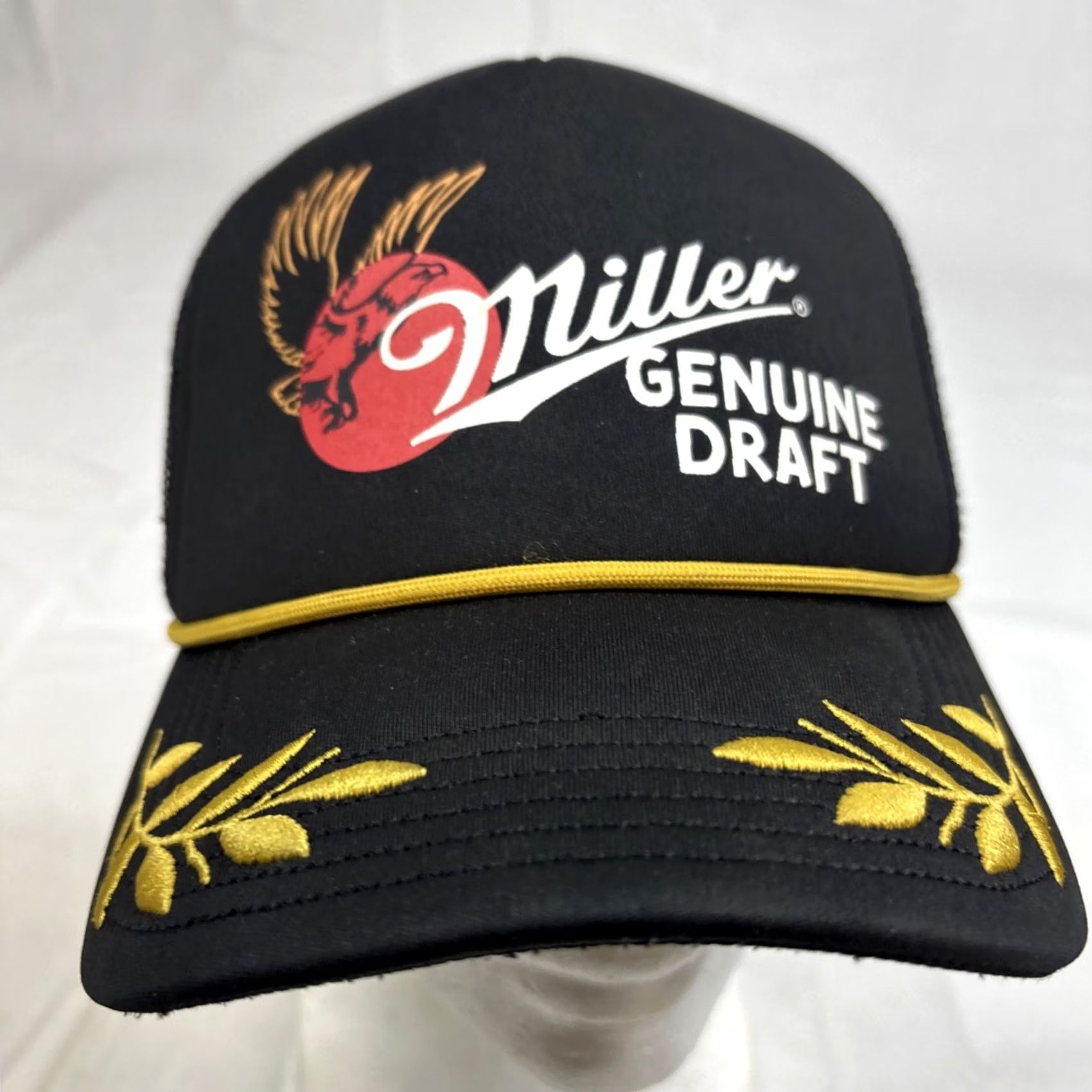 Vintage Miller Genuine Draft Embroidered Black Adjustable Hat Cap Beer Mens One Size Black Cotton Canvas Baseball Cap Size ONE SIZE - 3 Thumbnail