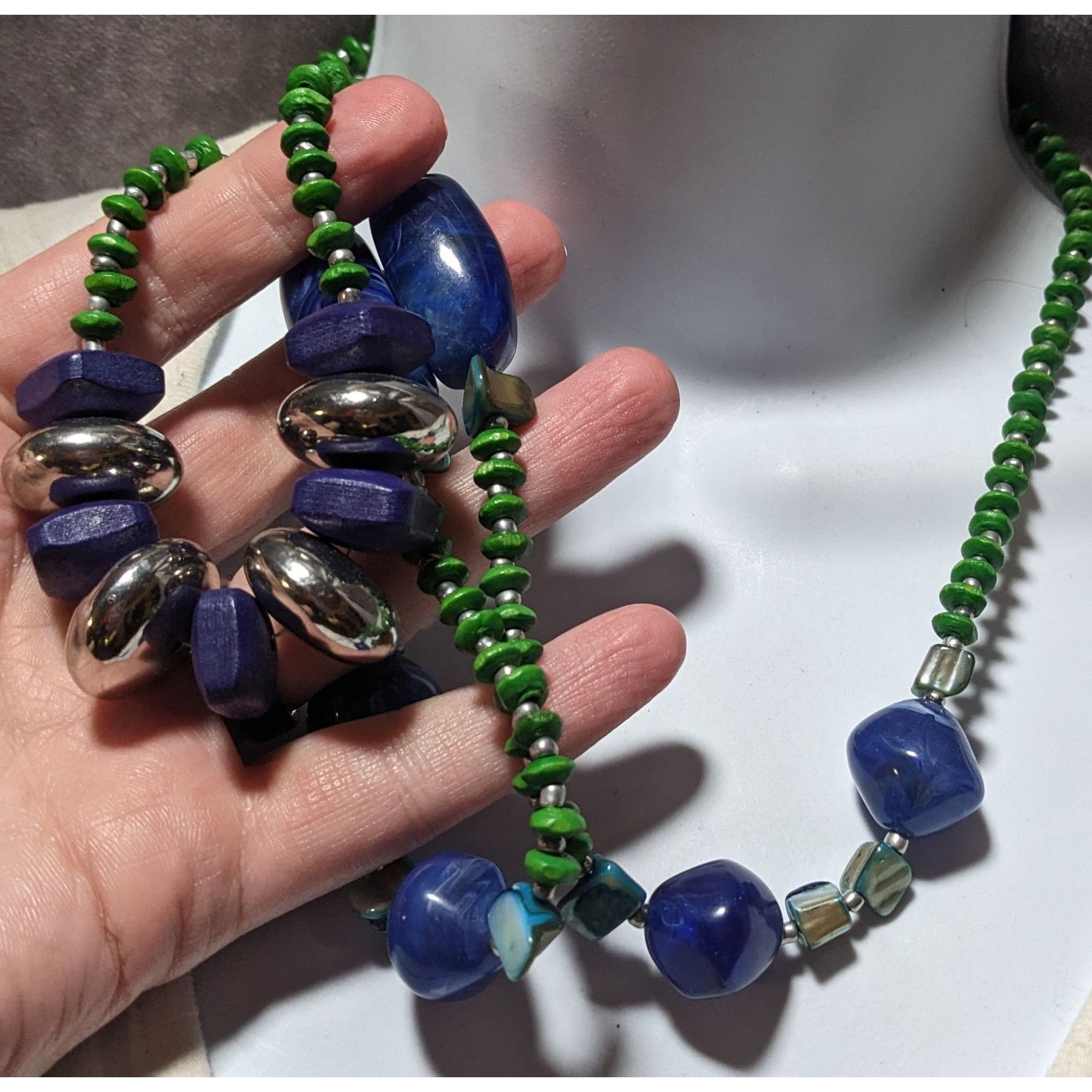 Chicos Chico's Long Blue And Green Beaded Necklace Size ONE SIZE - 6 Thumbnail