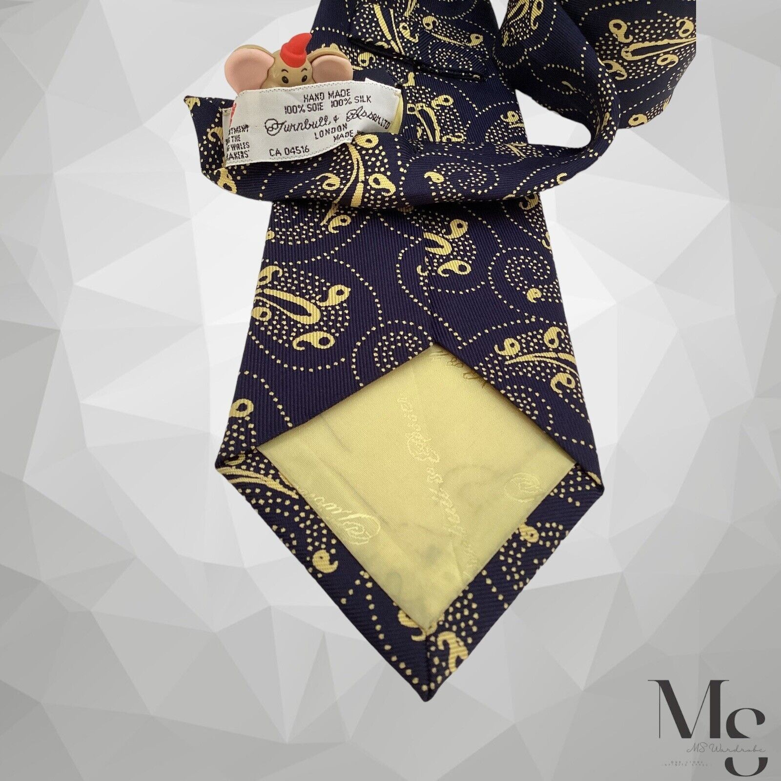 Turnbull & Asser TURNBULL & ASSER Navy Paisley Luxury Silk Tie Hand Made In E Size ONE SIZE - 6 Thumbnail