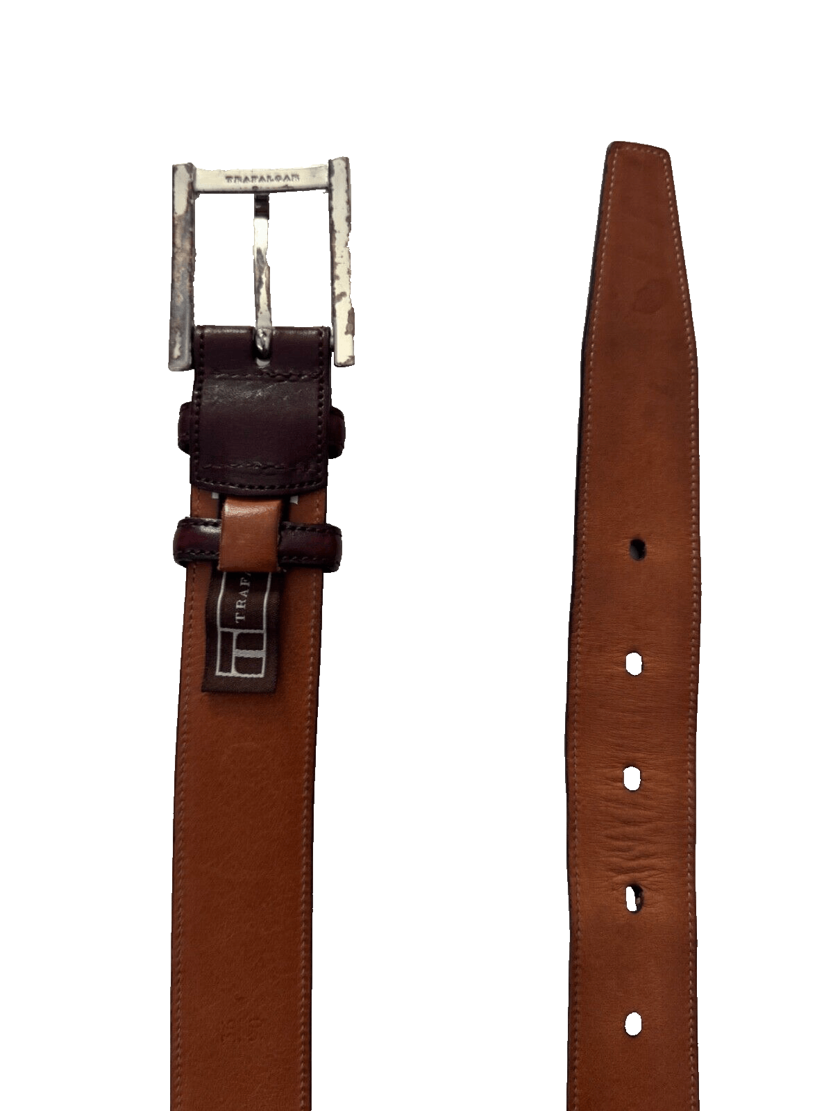 Trafalgar Trafalgar Leather Belt Mens 36 Cognac Metal Buckle Size 36 - 3 Thumbnail