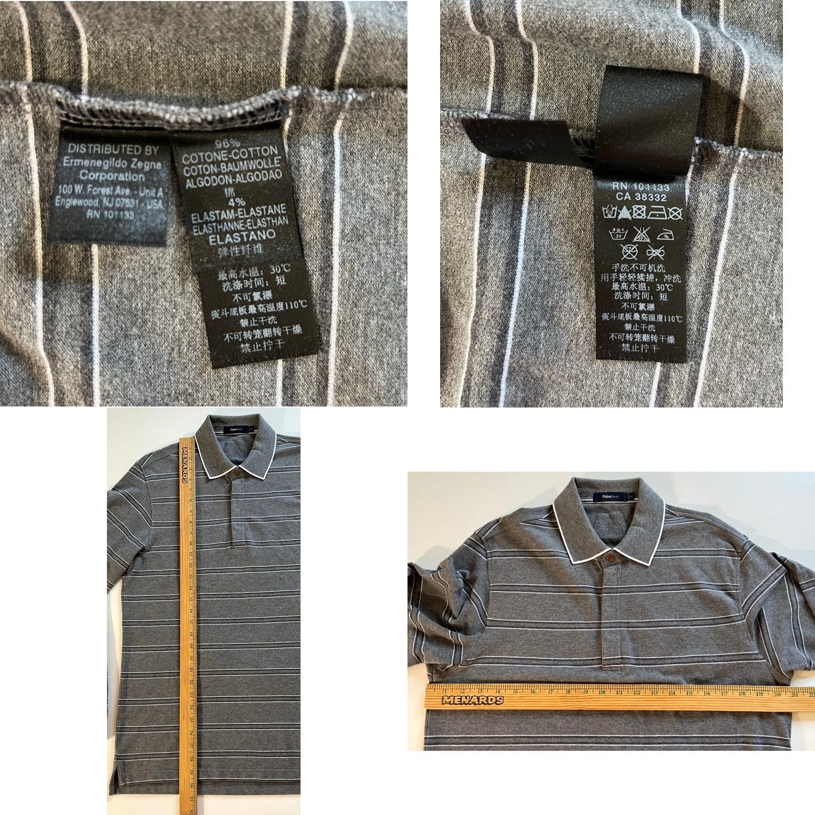 Vintage VINTAGE Zegna Sport Polo Shirt Striped Long Sleeve 1/4 Zip Cotton Blend Gray L Mens Size US L / EU 52-54 / 3 - 8 Thumbnail