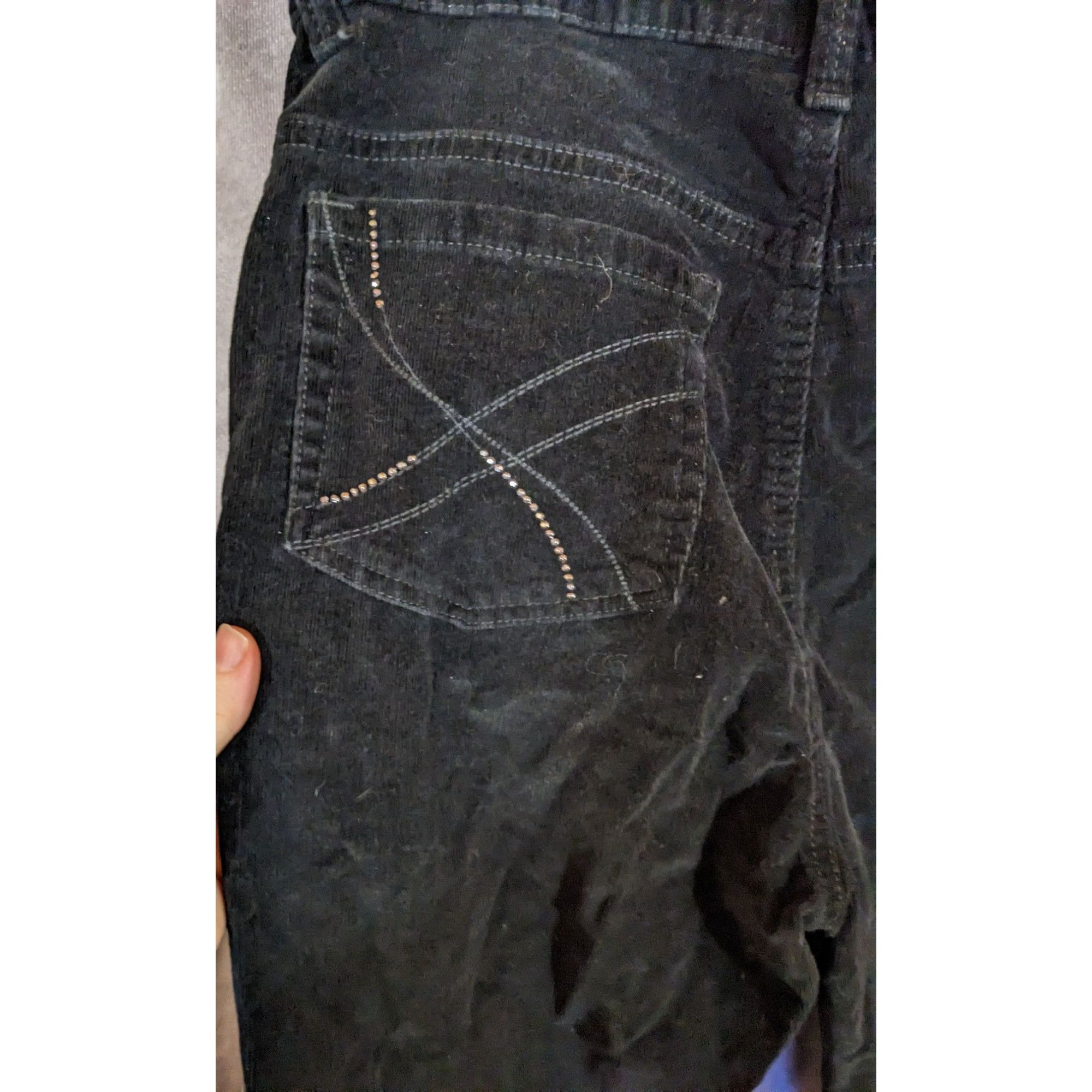 Gloria Vanderbilt Gloria Vanderbilt Black Corduroy Pants With Sparkly Pocket A Size 34" / US 12 / IT 48 - 2 Thumbnail