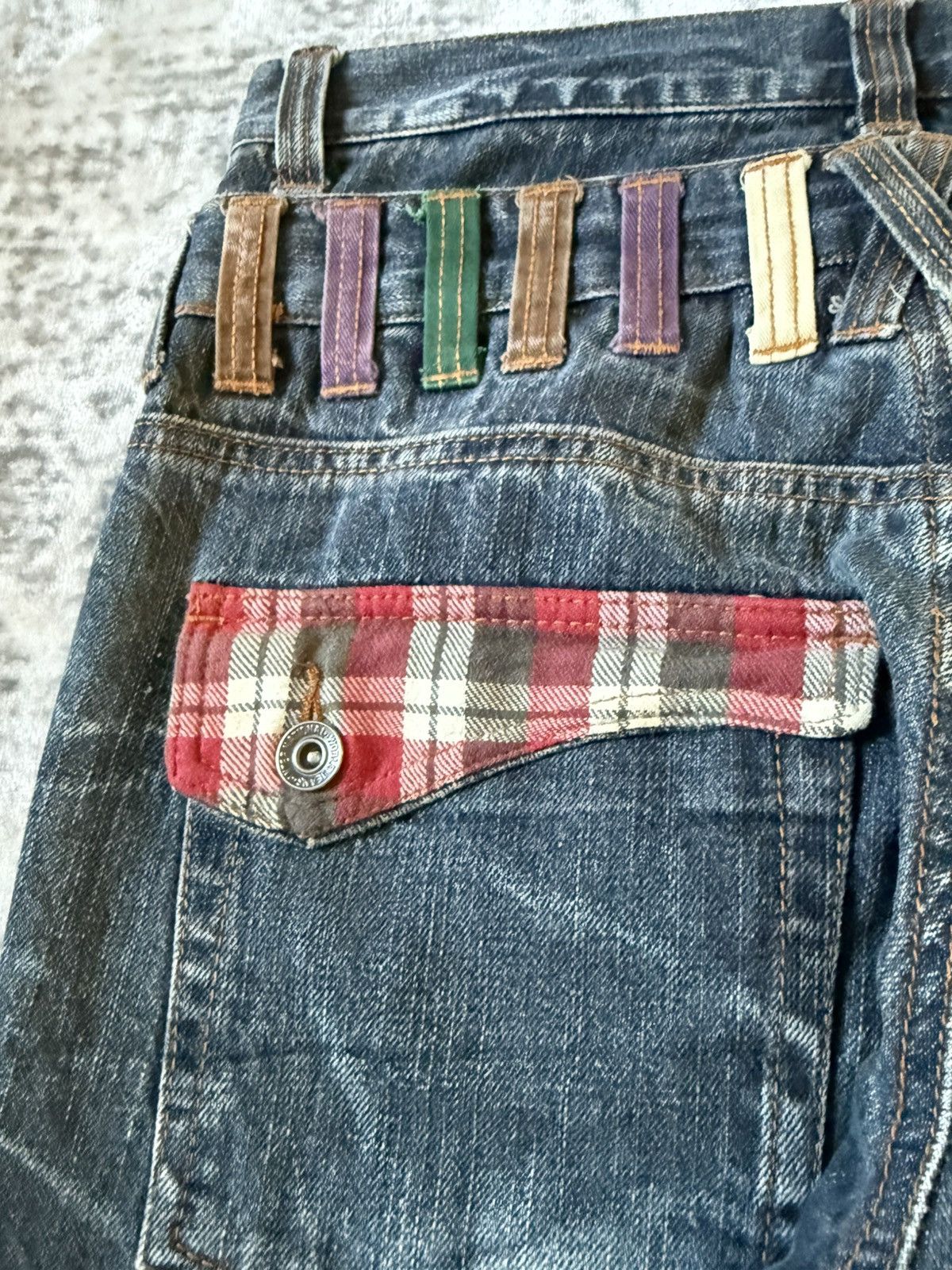 Japanese Brand Nylaus Japan Claw Mark Studded Double Waist Jeans Size US 30 / EU 46 - 17 Thumbnail