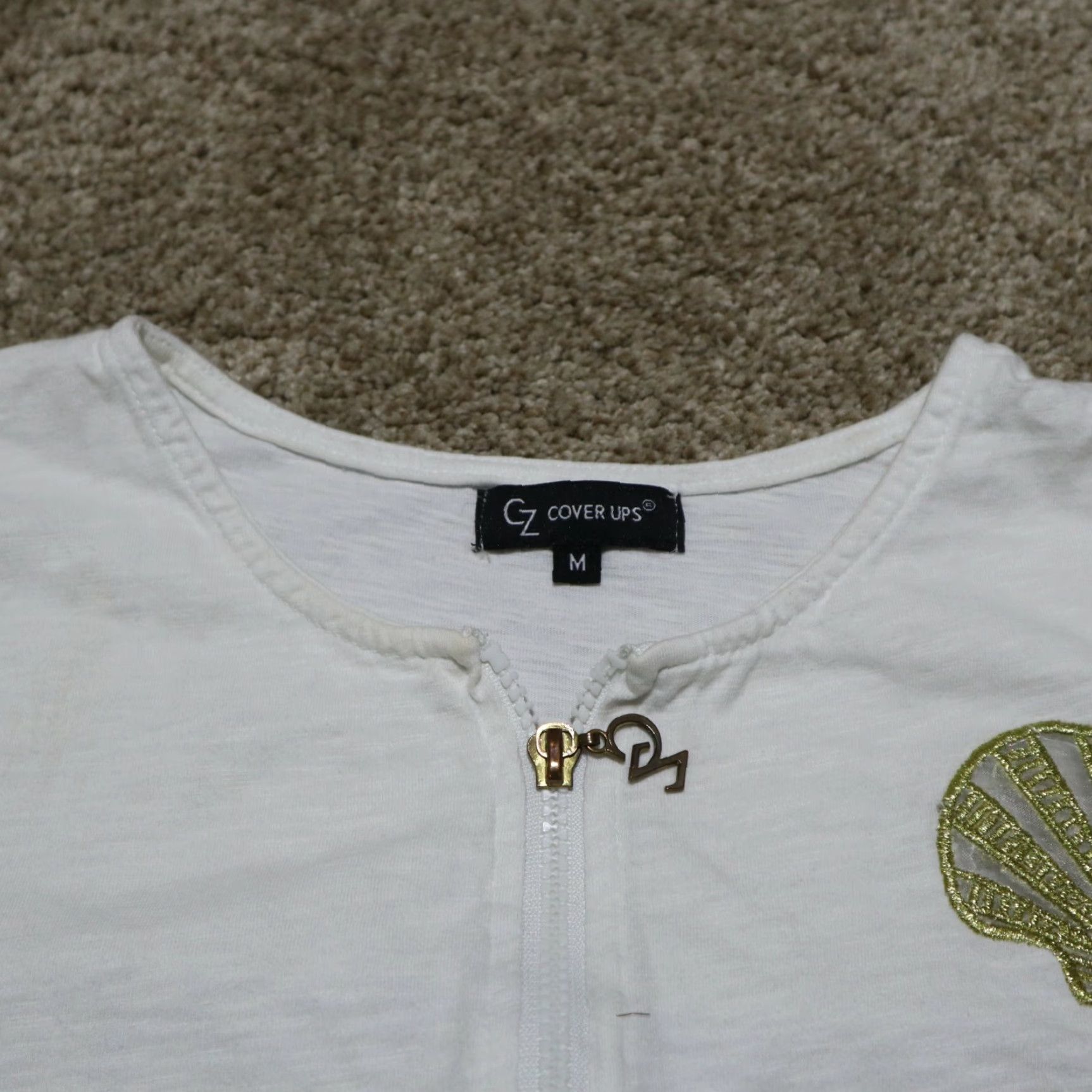 Vintage VINTAGE Cover Ups White Blouse Shirt Women Medium M Beach Shell Pearl Accent Sleeveless Scoop Neck Ballad? Size M / US 6-8 / IT 42-44 - 3 Thumbnail