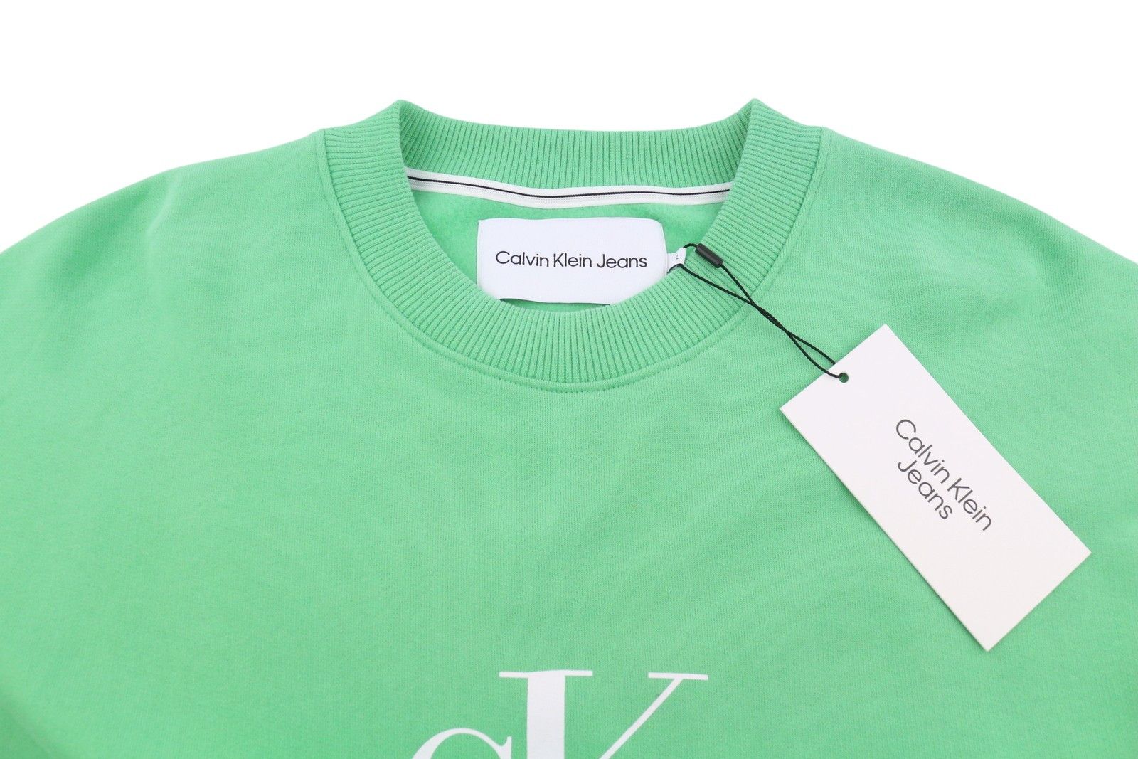 Calvin Klein L Green Crew Embroidered Logo Sweatshirt 87439 Size US L / EU 52-54 / 3 - 4 Thumbnail