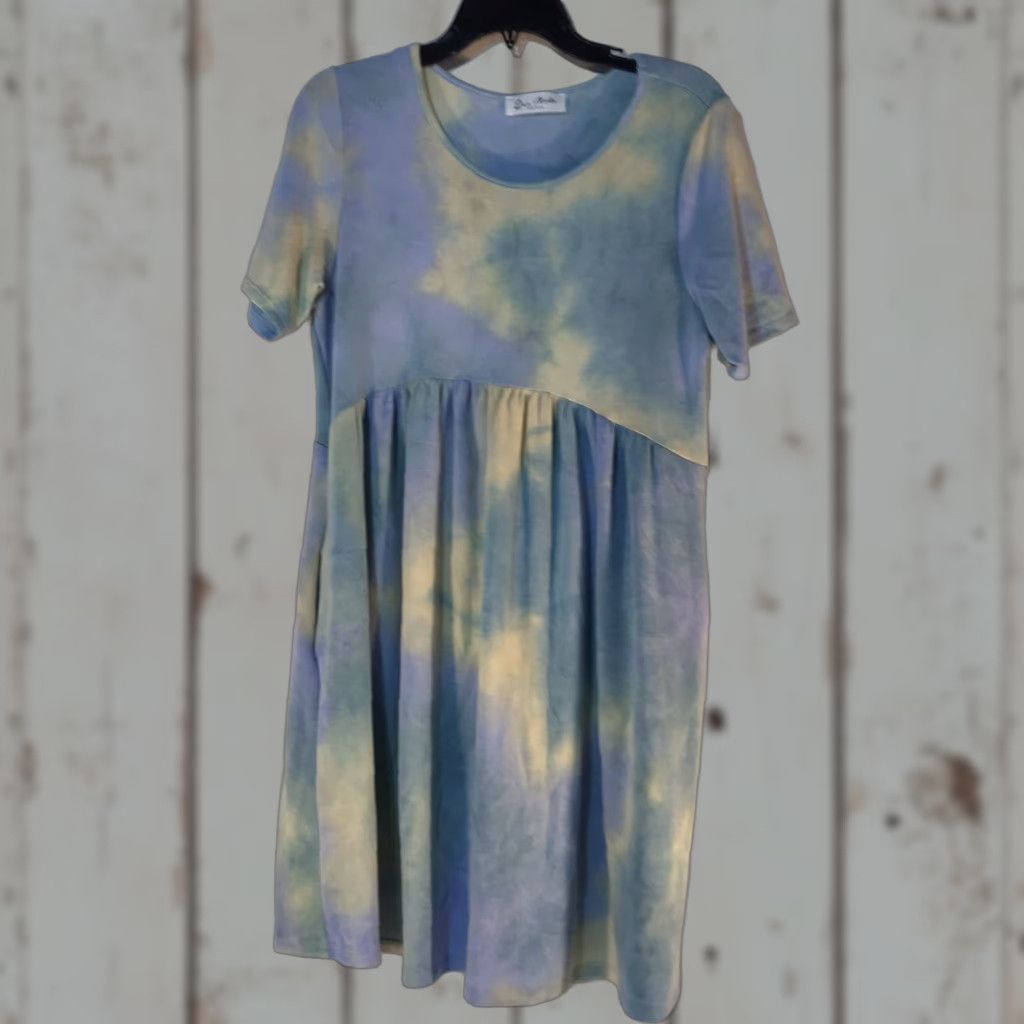 Vintage Rae Mode Multicolored Tie Dye Dress Women's Size L Knee Length  Casual Cap Sleeve | Grailed