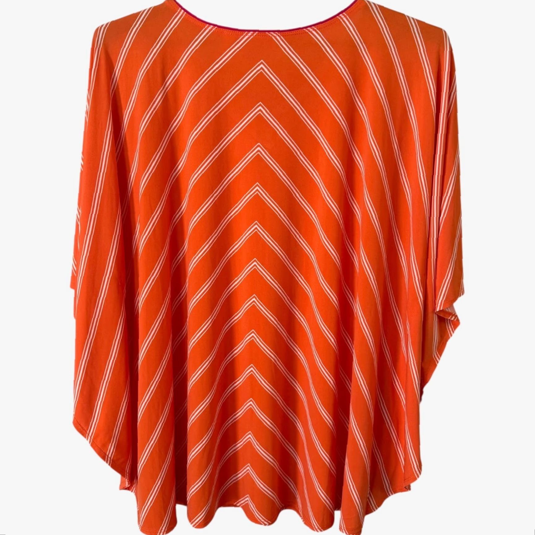 Vintage Susan Graver Striped Liquid Knit V-Neck Top Orange Womens 2X Blouse KnItems? Size XXL / US 16-18 / IT 52-54 - 4 Thumbnail