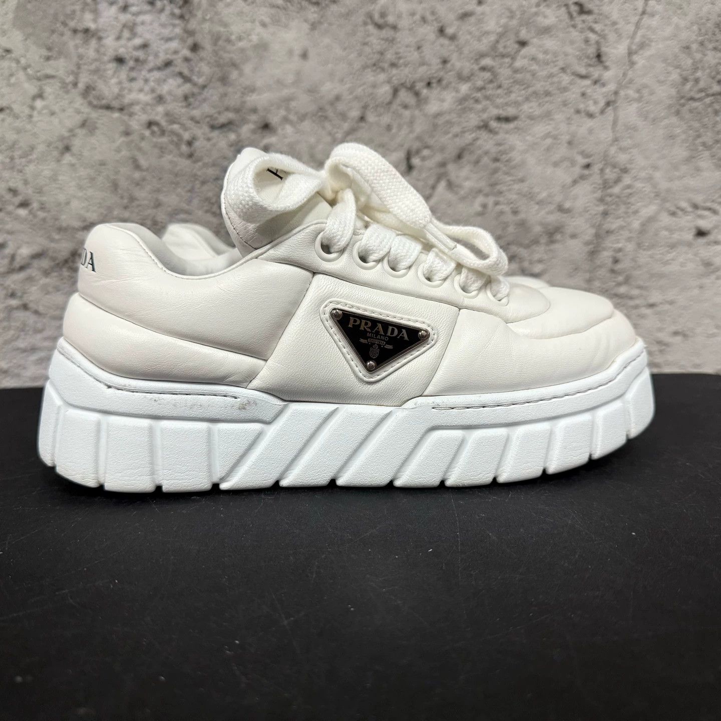 Prada Prada Women's 35 Triangle Logo Cracker Sneakers Size US 4.5 / IT 34.5 - 1 Thumbnail