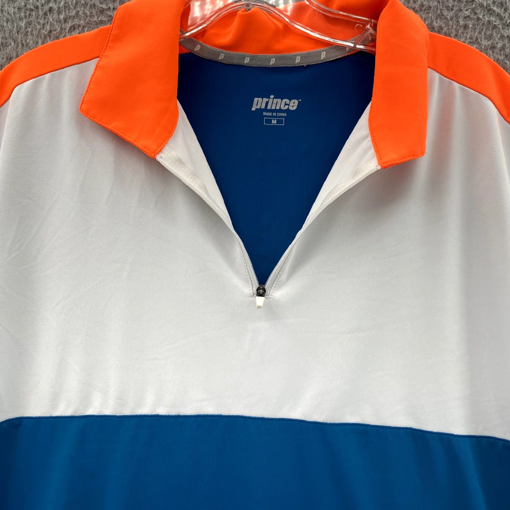 Prince Prince 1/4 Zip Polo Pullover Men's Medium Blue Orange Sportswear Tennis Core Ace Shirt Size US M / EU 48-50 / 2 - 4 Thumbnail