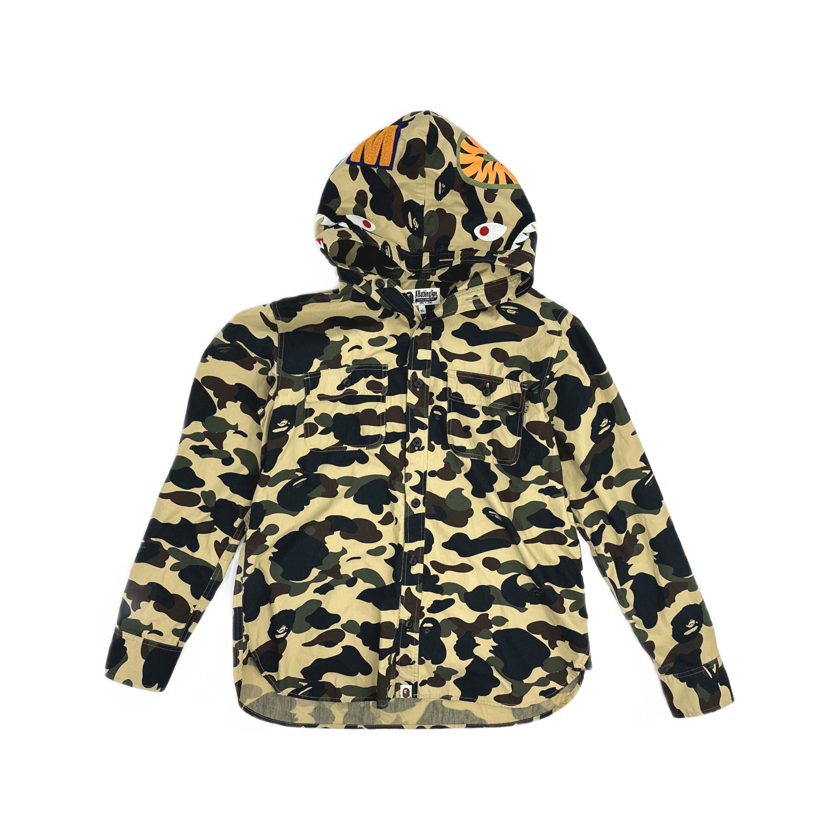 Bape A Bathing Ape Camo Shark Button Up Shirt XL Size US XL / EU 56 / 4 - 1 Thumbnail