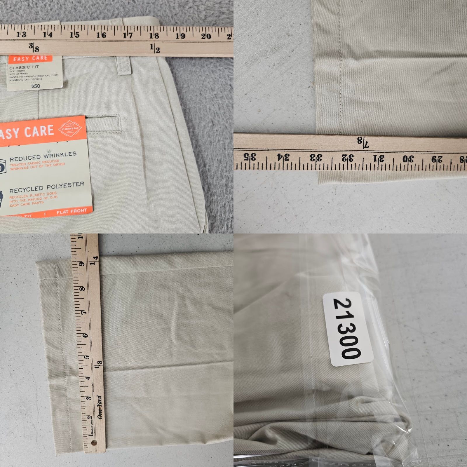 Vintage St Johns Bay Pants Mens 36x34 Khakis Classic Fit Flat Front Stone Beige Cotton Blend Size US 36 / EU 52 - 8 Thumbnail