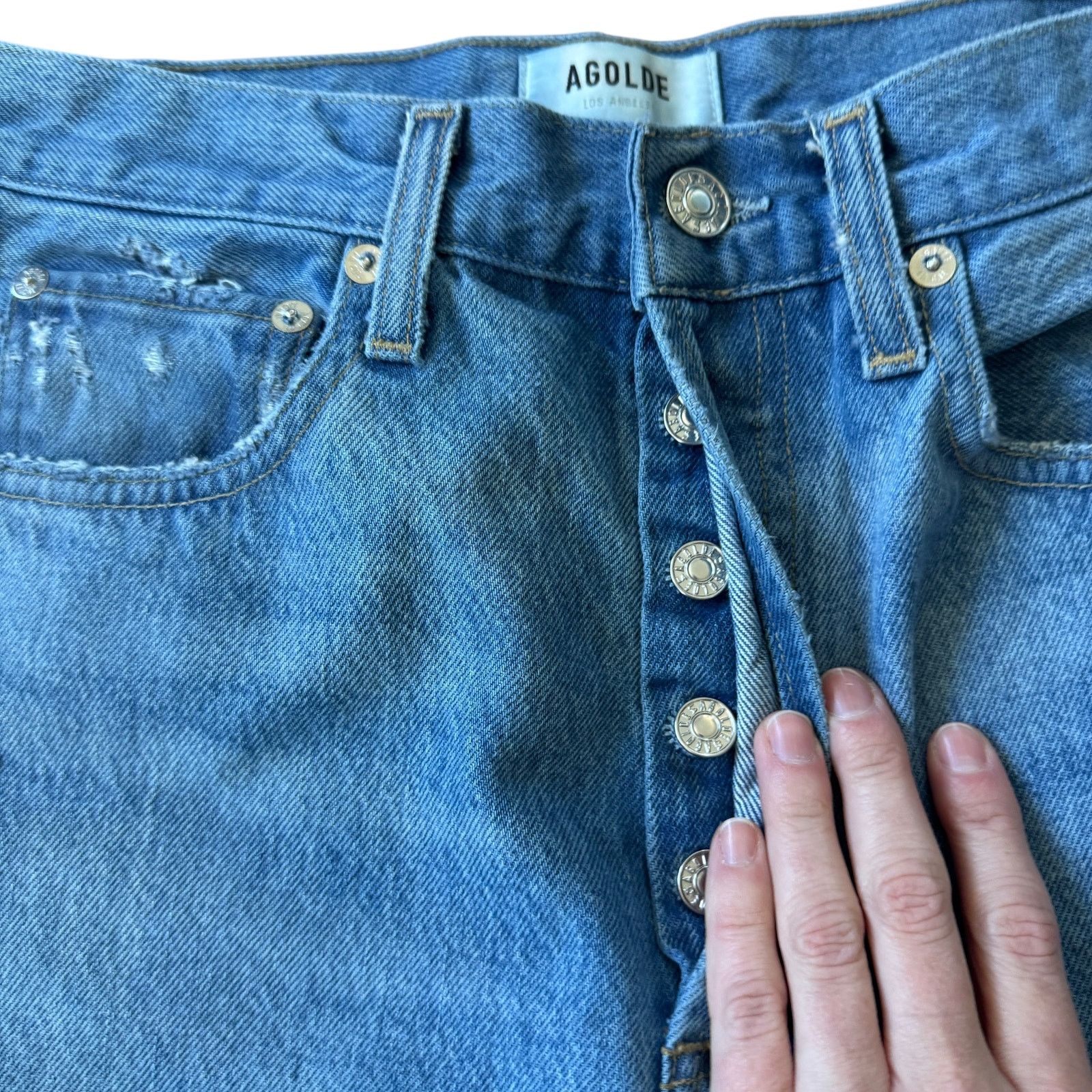 Agolde AGOLDE 90s Jeans Fall Out Distressed Size 25" / US 0 / IT 36 - 6 Thumbnail