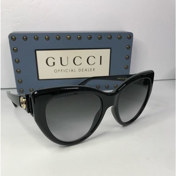 Gucci New Authentic Gucci Black 56 mm Gradient Women's Sunglasses Size ONE SIZE - 4 Thumbnail