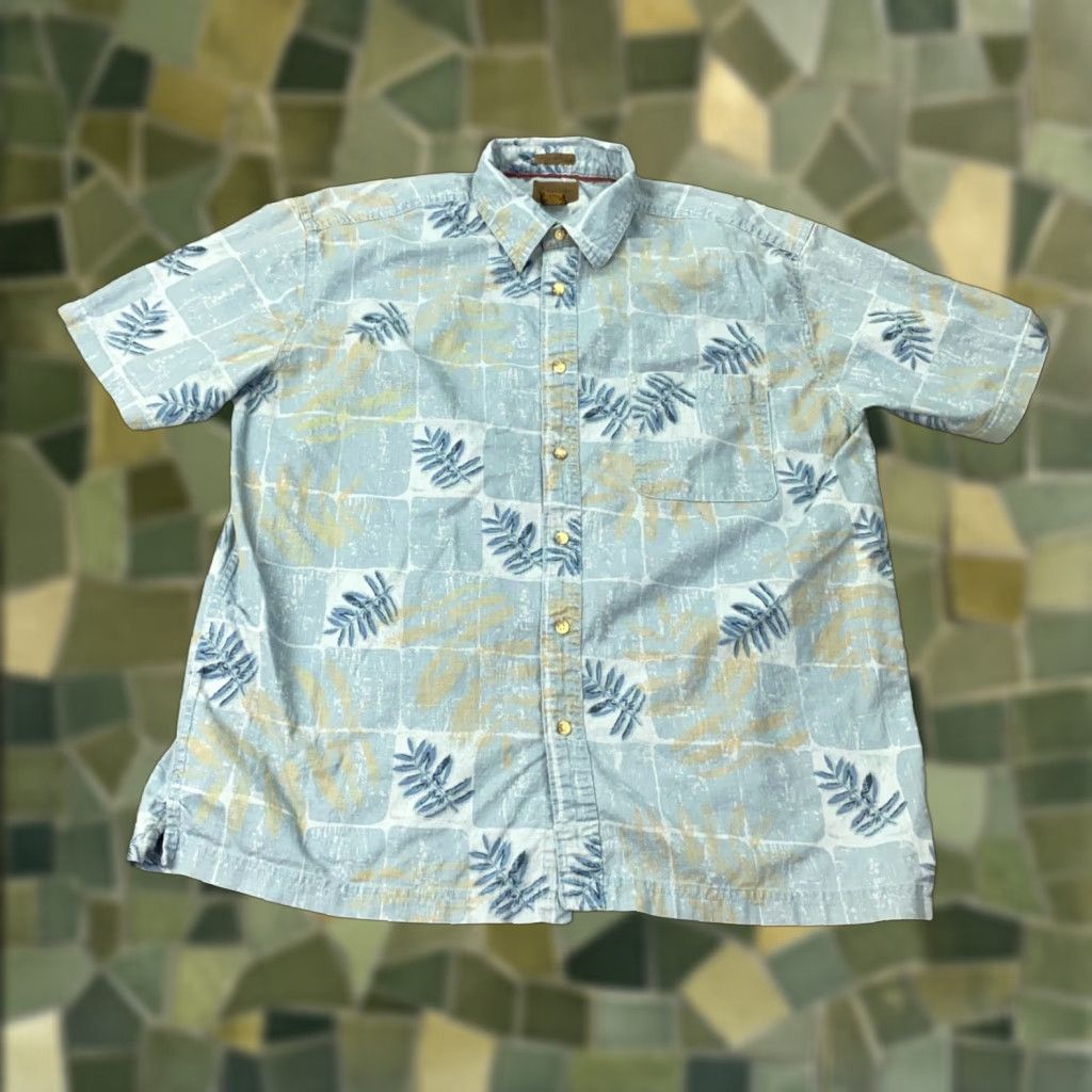 Vintage VINTAGE St. John's Bay Shirt Large Blue Trekker Crosshatch Hawaiian Short Sleeve Shirt Size US L / EU 52-54 / 3 - 1 Thumbnail