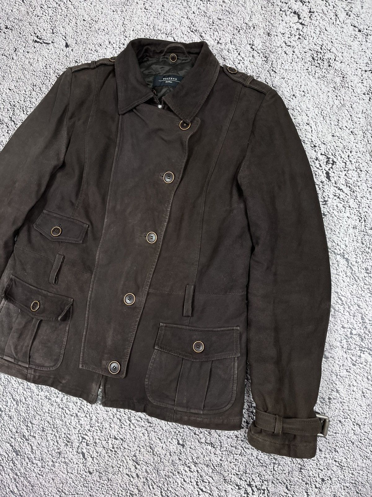 Max Mara Weekend Max Mara Suede Military Jacket Dark Brown Leather L Size L / US 10 / IT 46 - 3 Thumbnail