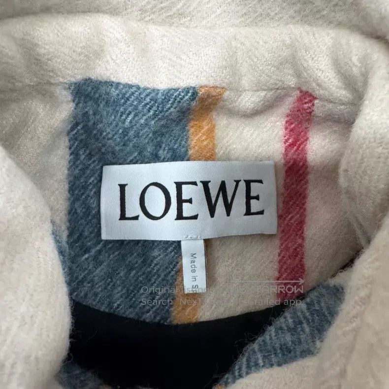 Loewe Loewe Ivory Striped Leather Pocket Collar Wool Shirt Jacke Size 4XL / US 24-26 - 6 Thumbnail