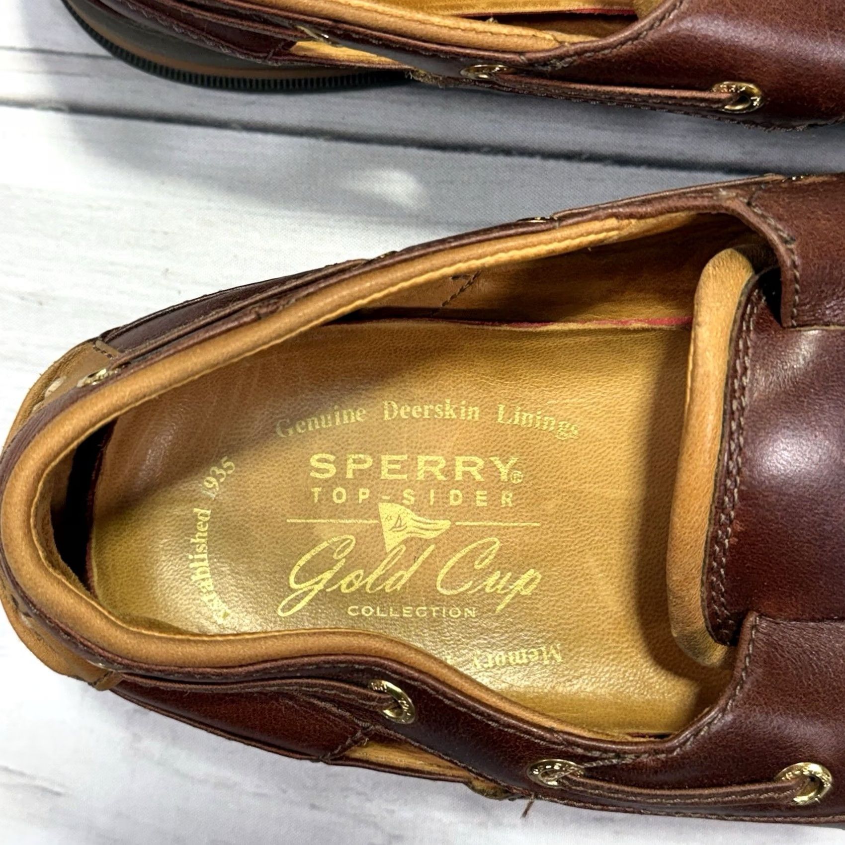 Sperry Sperry Top Sider Gold Cup Fisherman Sandals Mens 10.5 Leather Deerskin Vibram Brown Slp-On Size US L / EU 52-54 / 3 - 6 Thumbnail