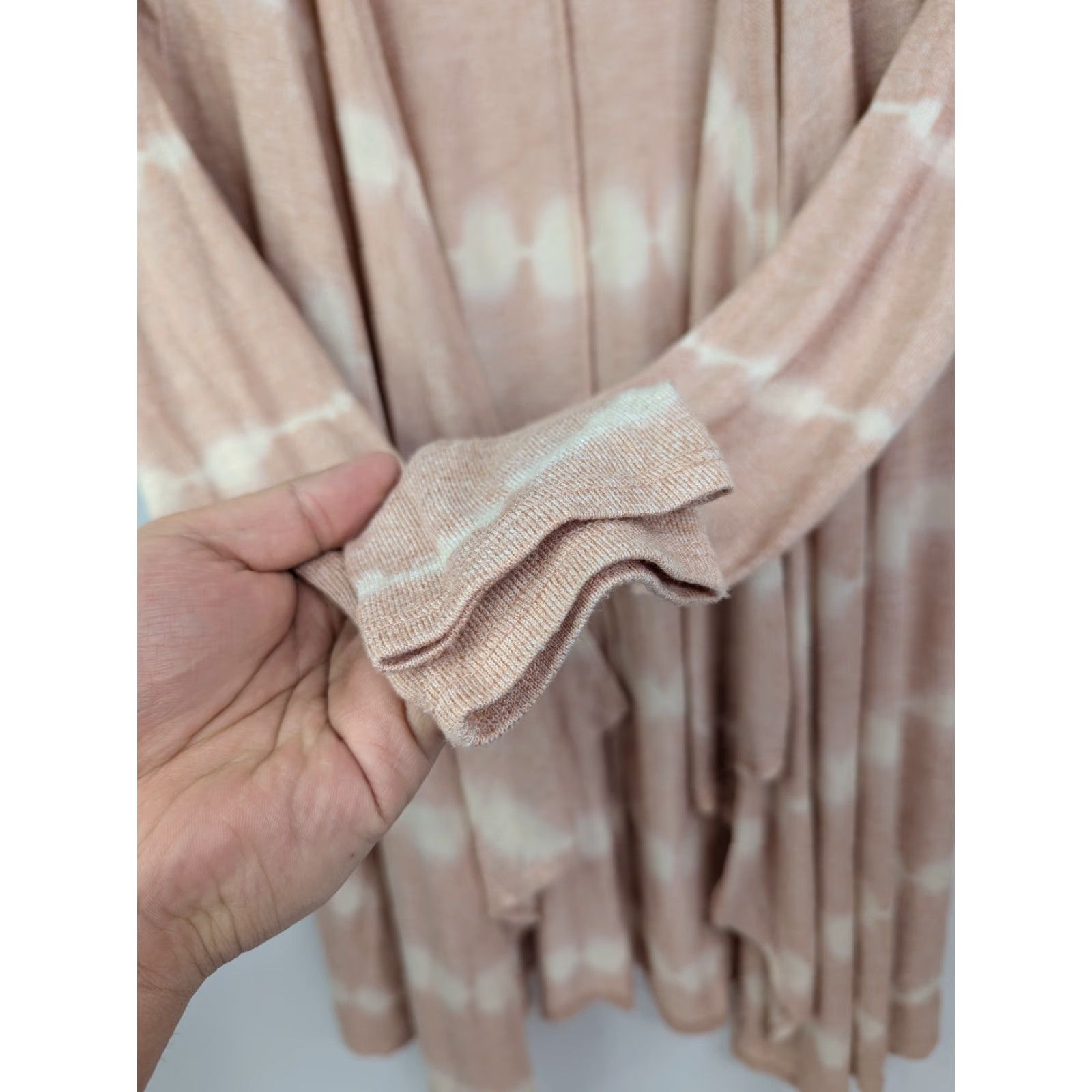 Vintage Knox Rose Cardigan Sweater Open Waterfall Relaxed Fit Tie Dye Pink Beige Size M Womens Knit Swing Casual Size M / US 6-8 / IT 42-44 - 2 Thumbnail